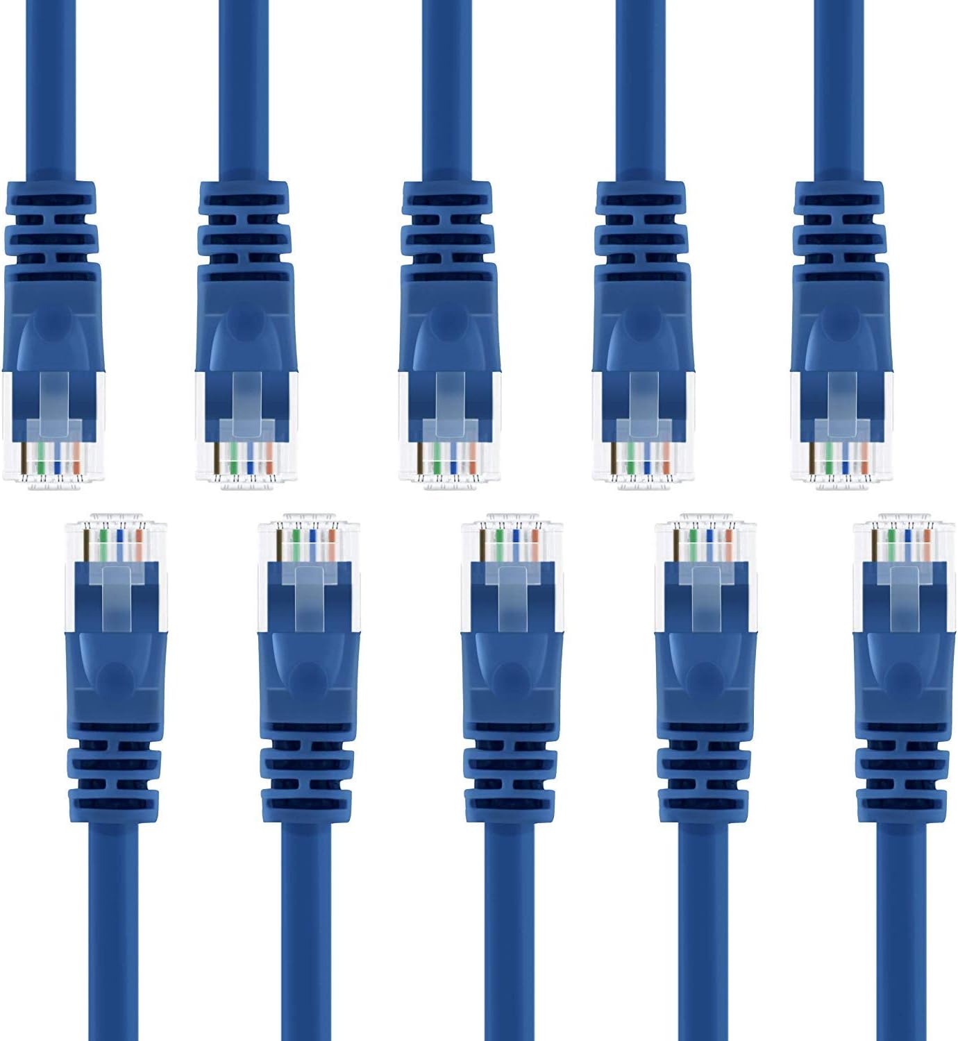GearIT 20-Pack, Cat5e Ethernet Patch Cable 10 Feet - Snagless RJ45 Computer LAN Network Cord, Blue Pack of 2