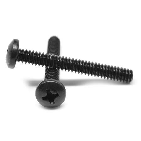 #8-32 x 3 Coarse Thread Machine Screw Phillips Pan Head Low Carbon Steel Black Zinc Plated Pk 1000