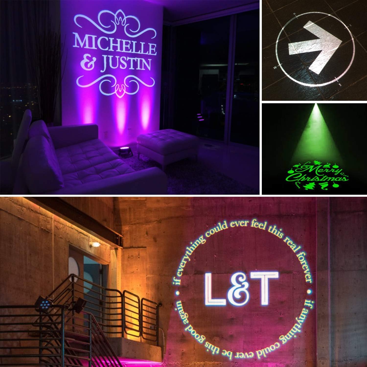 WAJECT LED Logo GOBO Projector with Manual Zoom Light Including Free Custom Glass GOBO to Project Image Indoor for Company Store Wedding Event Advertising Restaurant (Black)