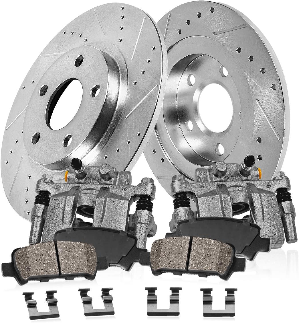 Callahan CCK13143 REAR Premium Brake Calipers + Rotors + Pads 2008 2009 2010 2011-2014 Cadillac CTS
