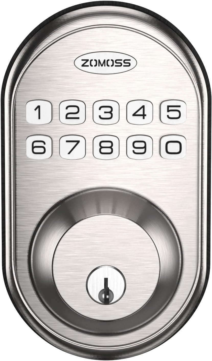 Keyless Entry Door Lock Deadbolt, Zomoss Door Locks with Keypads, Electronic Keypad Deadbolt Lock, Auto Lock, 20 User Codes, Digital Code Door Lock for Front Door, Low Battery Indicator, Satin Nickel Pack of 2