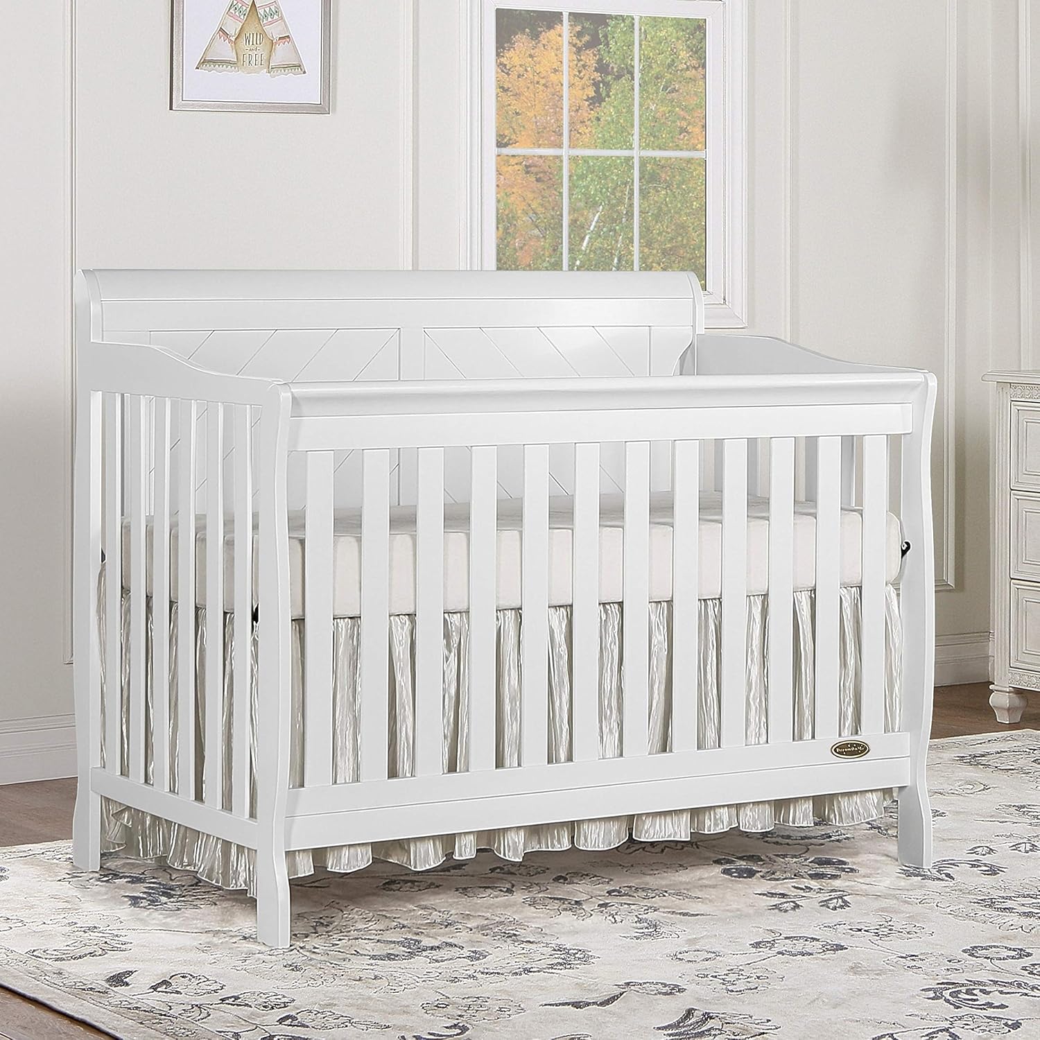 Dream On Me Ashton Full Panel 5-in-1 Convertible Crib, White , 54x33x44 Inch (Pack of 1)