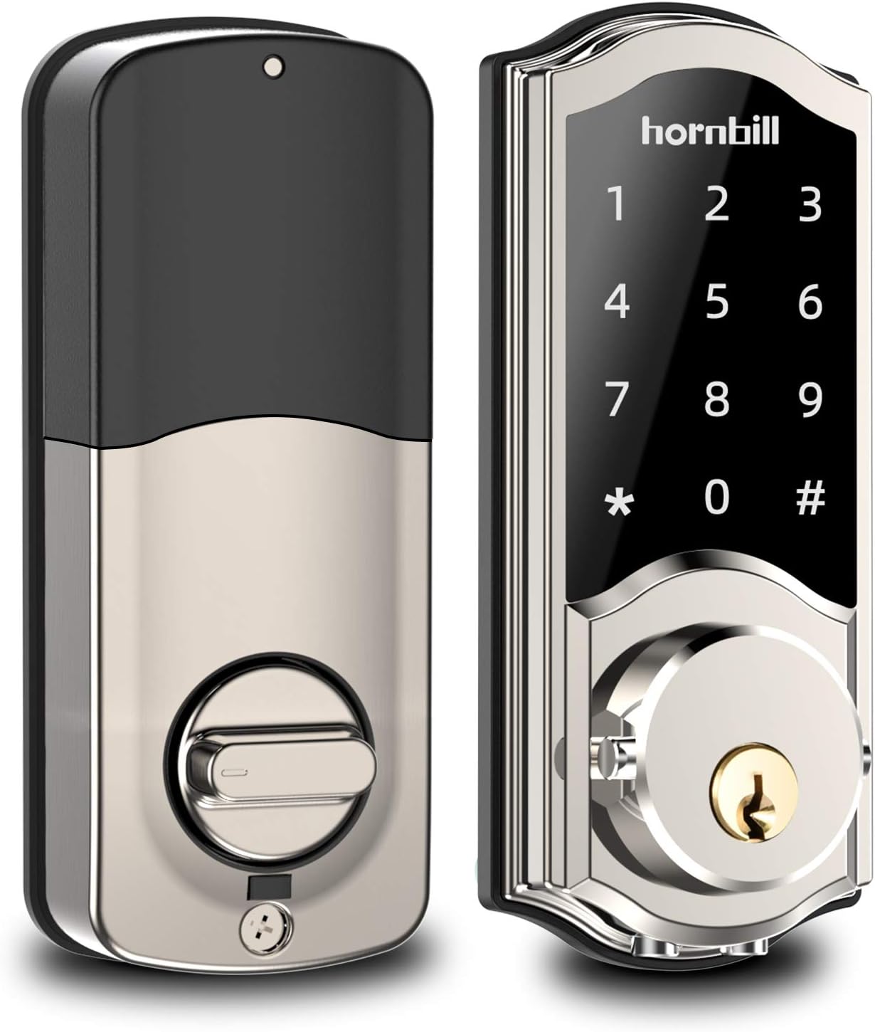 Smart Deadbolt Lock Front Door, hornbill Keyless Entry Door Lock with Keypad, Bluetooth Smart Locks Work with Alexa, Digital Code Lock for Airbnb and Vacation Rental Hosts