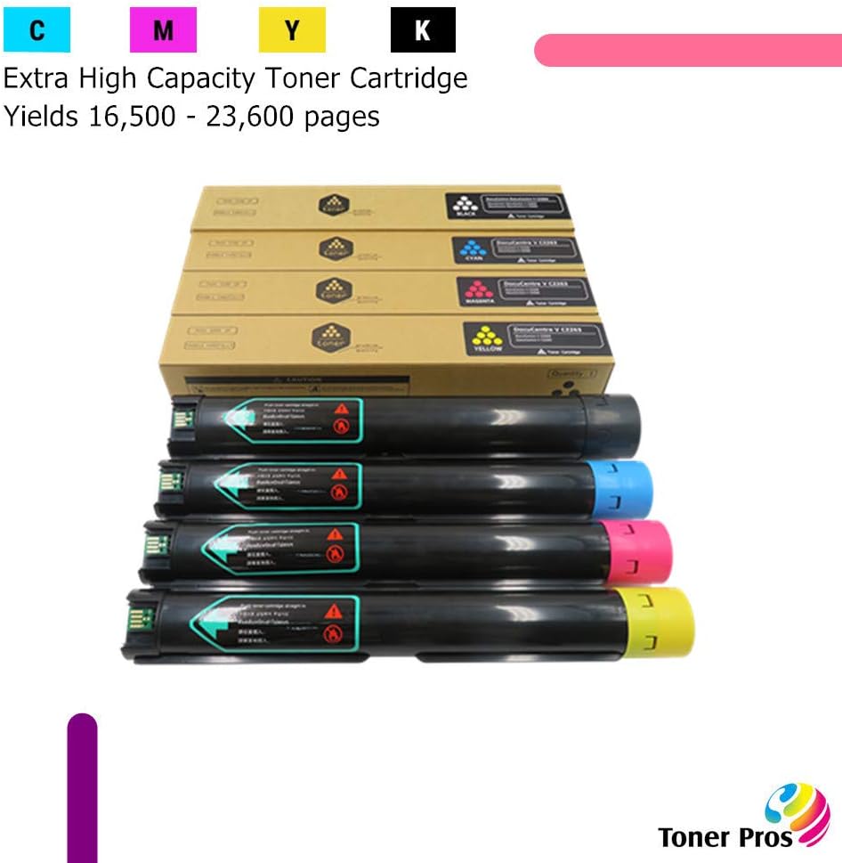 TONER PROS (TM) [Combo Pack] Compatible Toner for Xerox Versalink C7020/C7025/C7030 Printer [Extra High Yield] BK 23,600 & Color 16,500 Pages(106R03737, 106R03738, 106R03739, 106R03740) + Waste Bottle