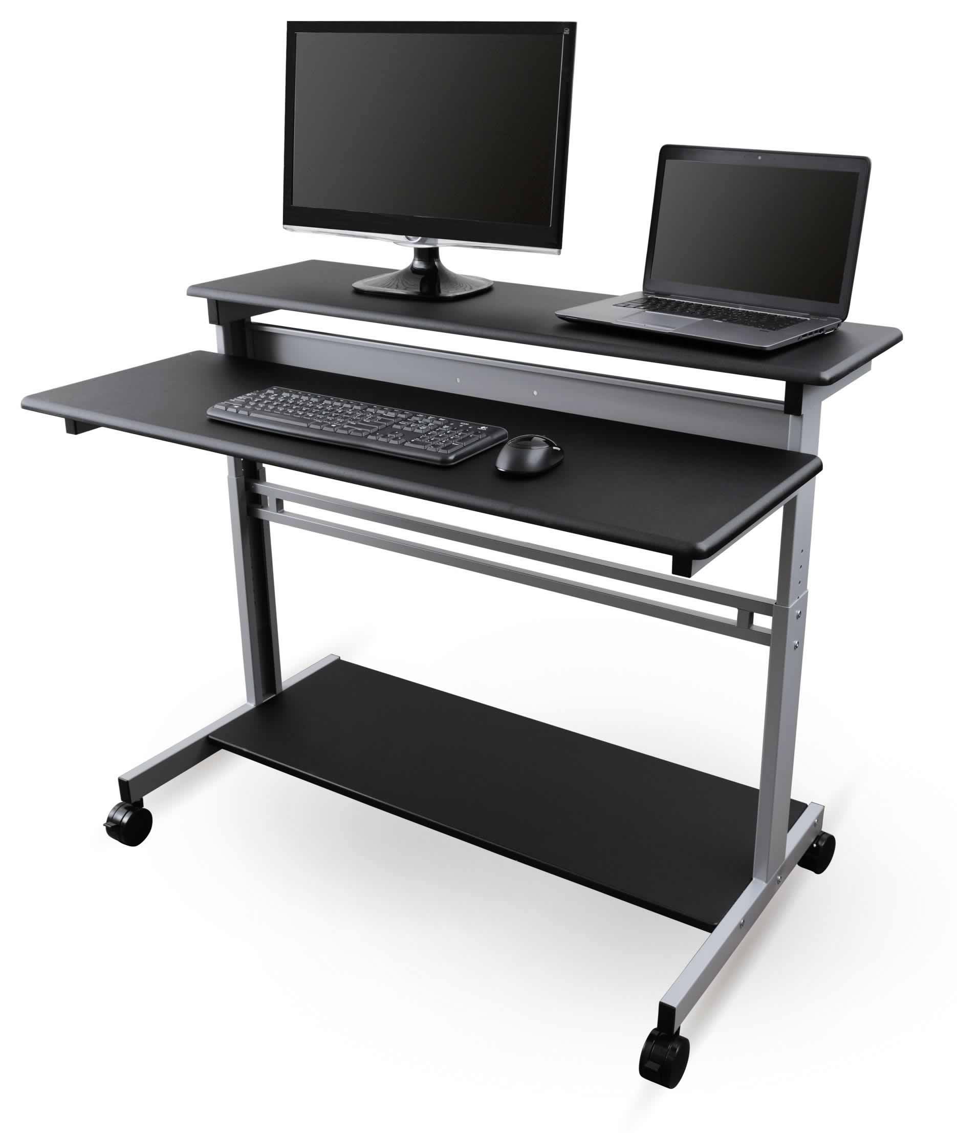 48x22 Stand Up Desk - Black Shelves