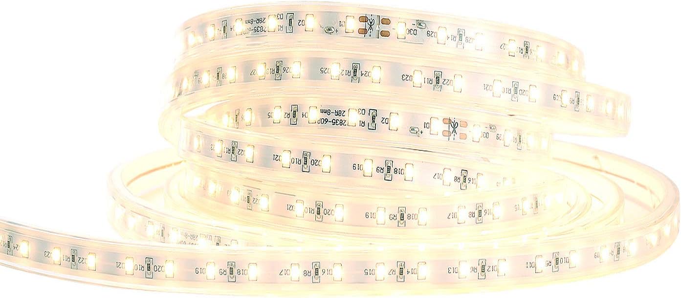 Shine Decor 82FT LED Strip Lights 3000K Warm White Cold-Resistant, AC110V-120V Flexible Connectable LED Rope Lights Kit IP65 Waterproof, Decorative Lighting Strips Cuttable for Indoor Outdoor Scenery