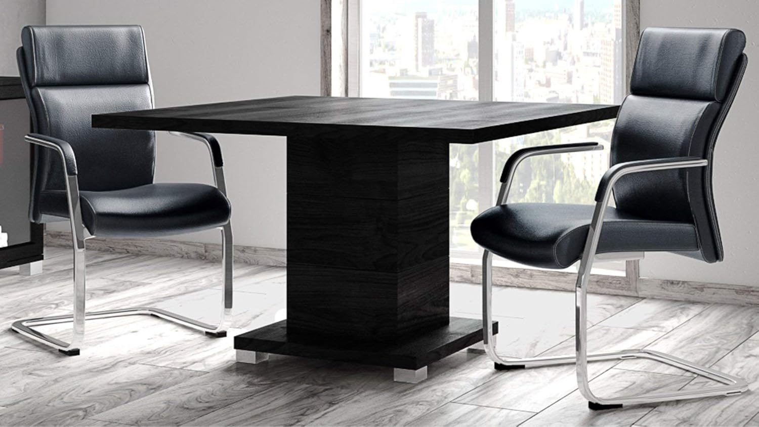 Ford Executive Modern Conference Table in Black Oak Finish - Square
