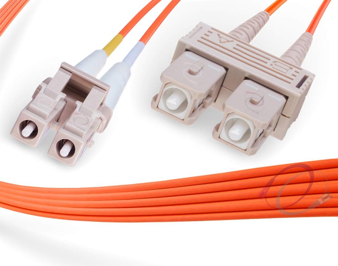 FiberCablesDirect - 55M OM1 LC SC Fiber Patch Cable | 1Gb Duplex 62.5/125 LC to SC Multimode Jumper 55 Meter (180.45ft) | Length Options: 0.5M-300M | 1gb 10gb mmf dx lc-sc 1gbase sr ofnr om1-sc-lc Pack of 2