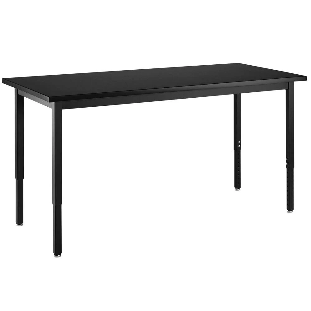 National Public Seating SLT3-1848P 18x22 x 48x22 Height Adjustable Black Steel Science Lab Table with Phenolic Top