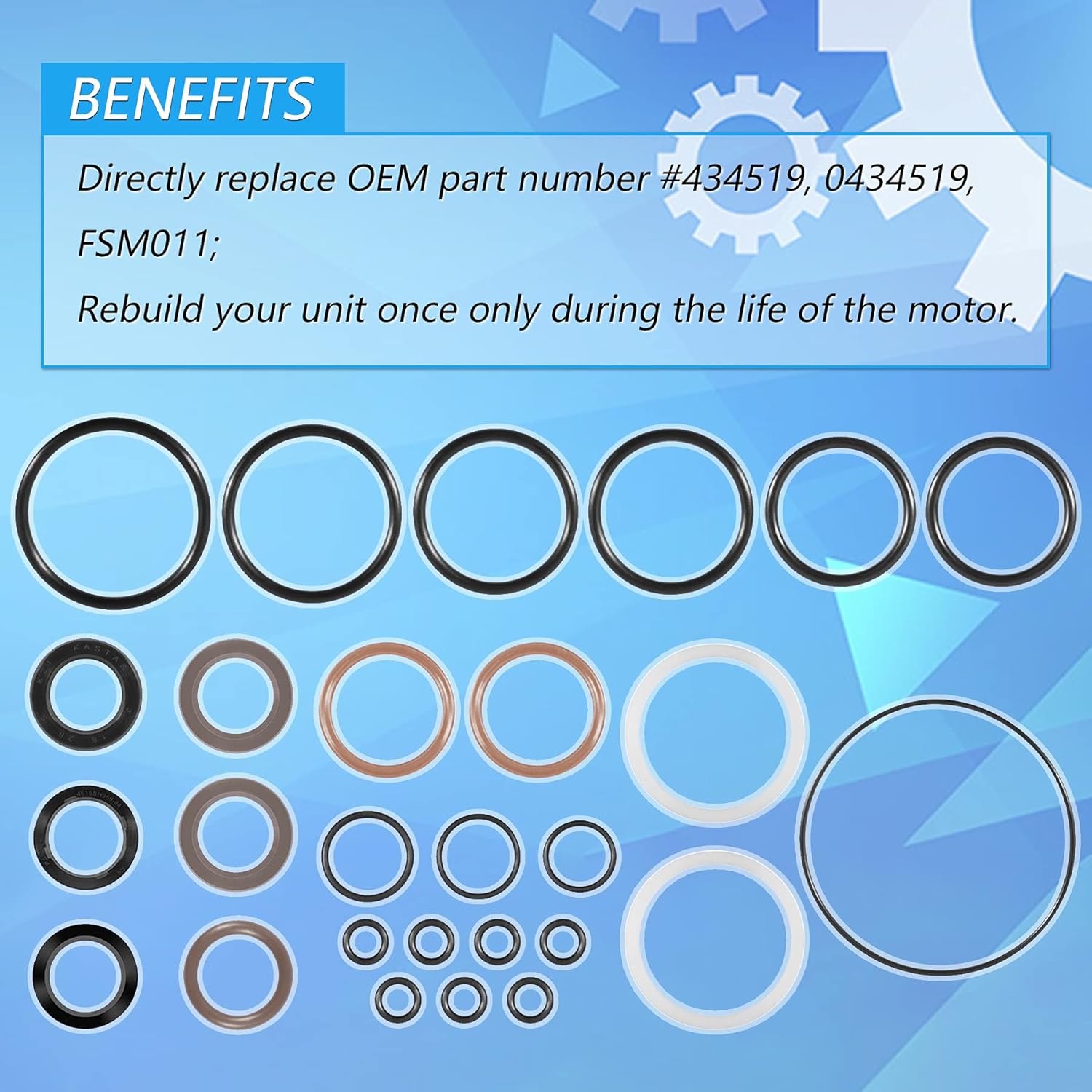 YOOWEE 434519 Trim & Tilt O-Ring & Seal Rebuild Kit Replace Johnson Evinrude OMC Tilt and Trim Units 1991-2006 0434519 FSM011