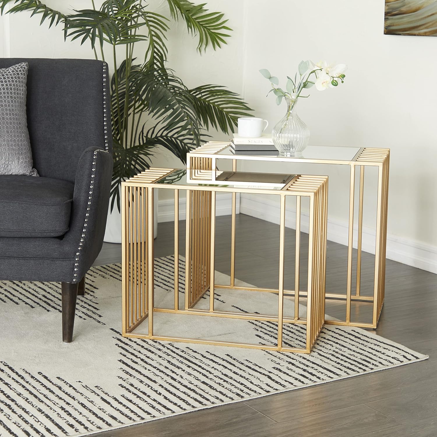 Deco 79 Contemporary Metal, End Living Room, Accent, Side Table for Small Spaces, S/2 22