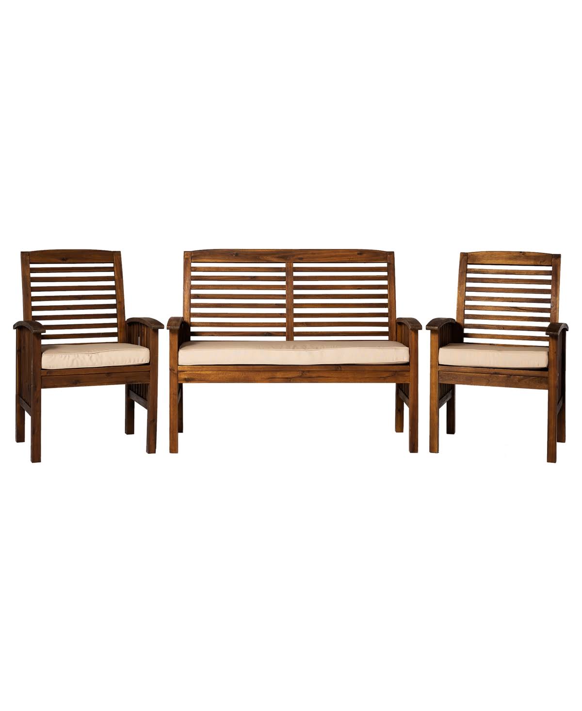 Acacia Patio Chat Set - 3 Pieces - Dark Brown