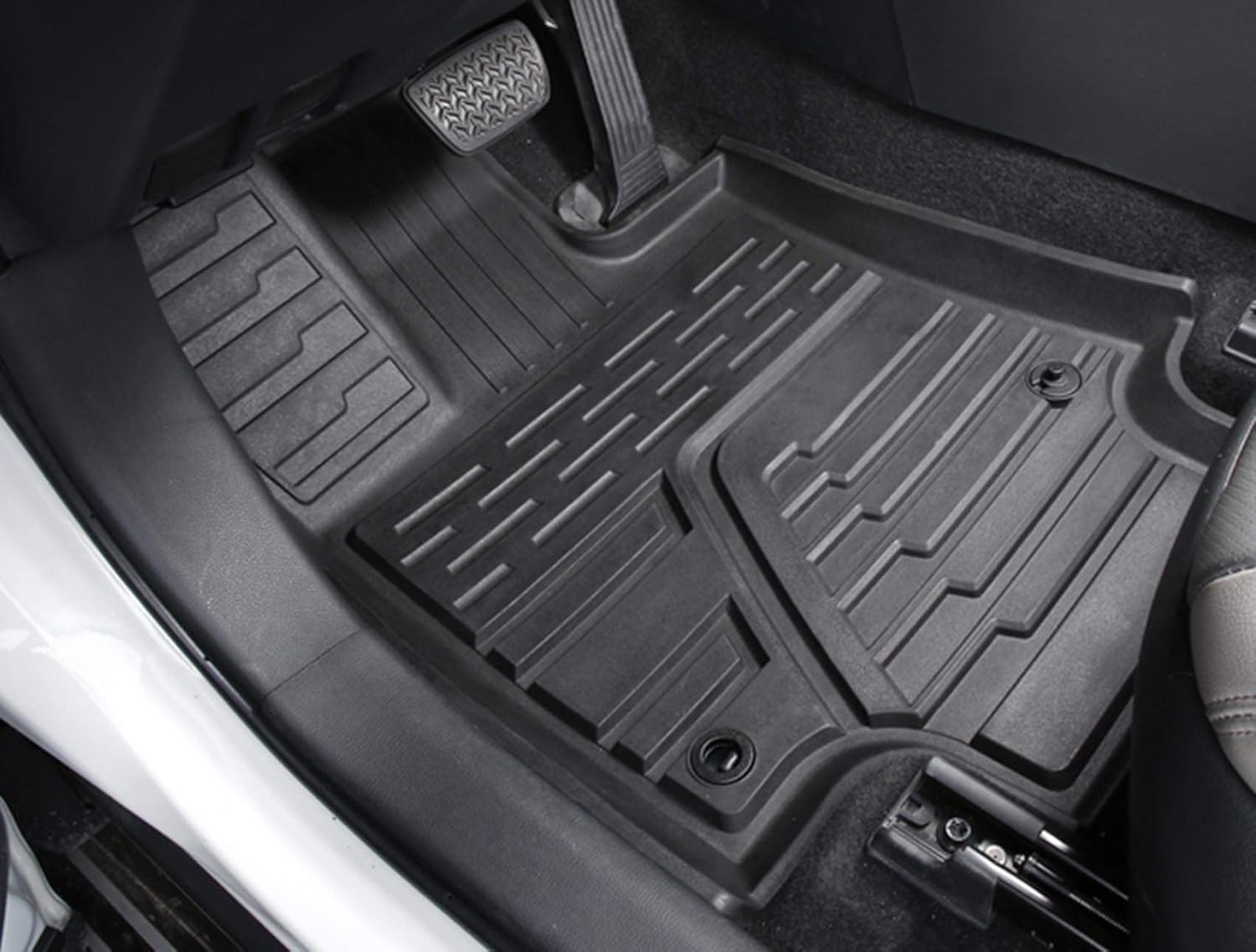 DEF Floor Mats for Toyota Tundra 2014-2021 2nd Row Liner Set,Double Cab (with Coverage Under 2nd Row Seat) Black TPE All-Weather Guard