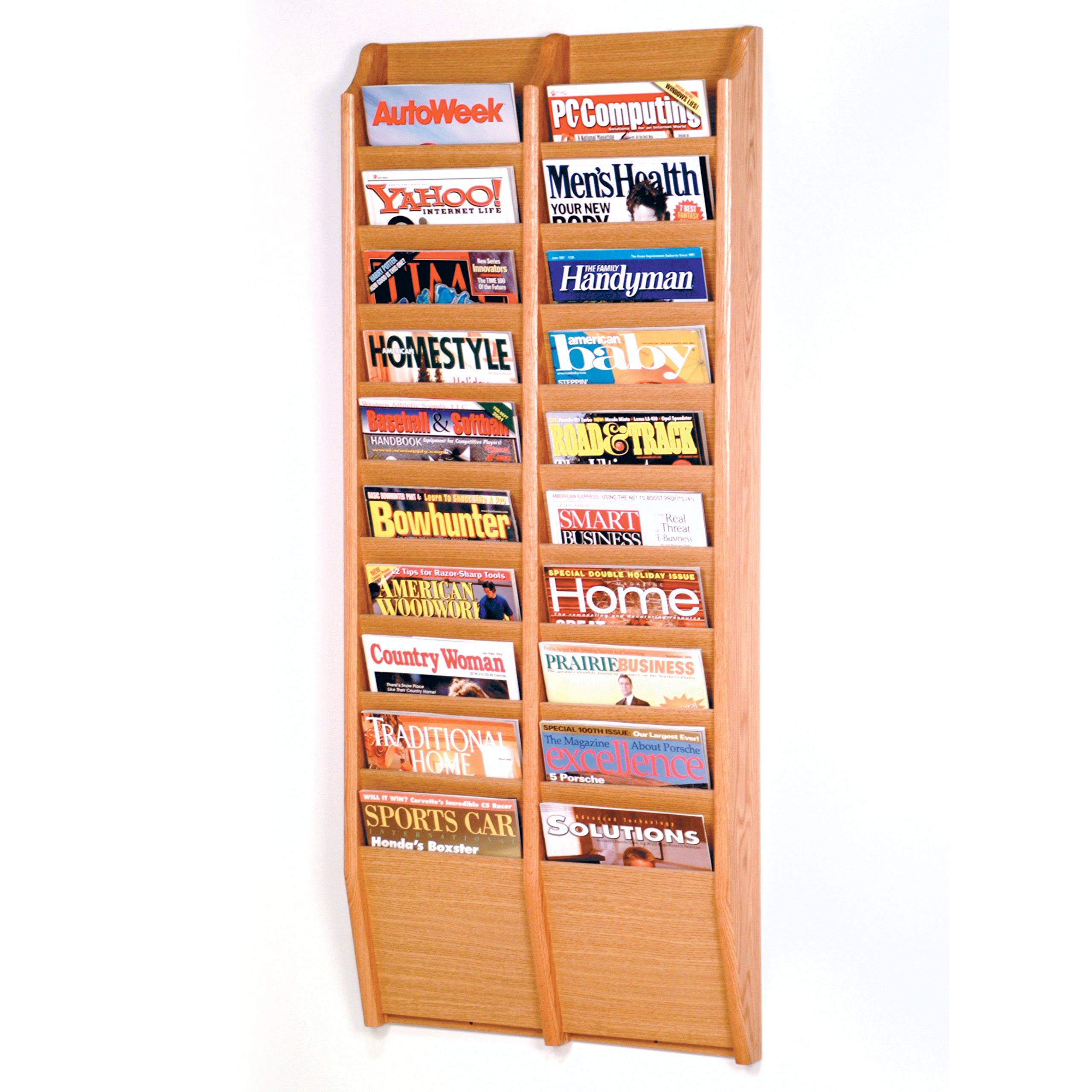 Wooden Mallet 20 Pocket Wall Mount Magazine Rack; Light Oak