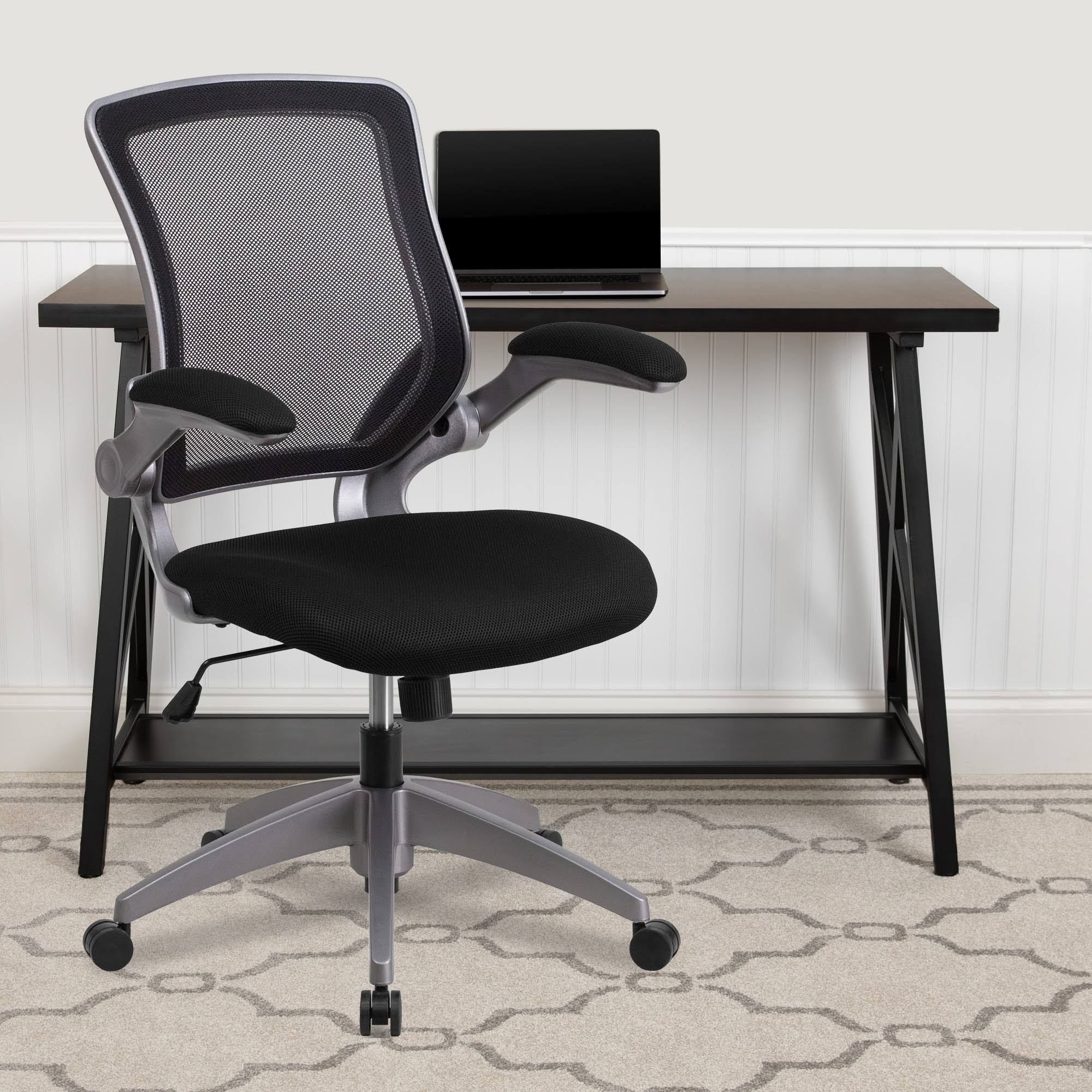 Emma and Oliver Mid-Back Black Mesh Swivel Ergonomic Task Office Chair with Gray Frame