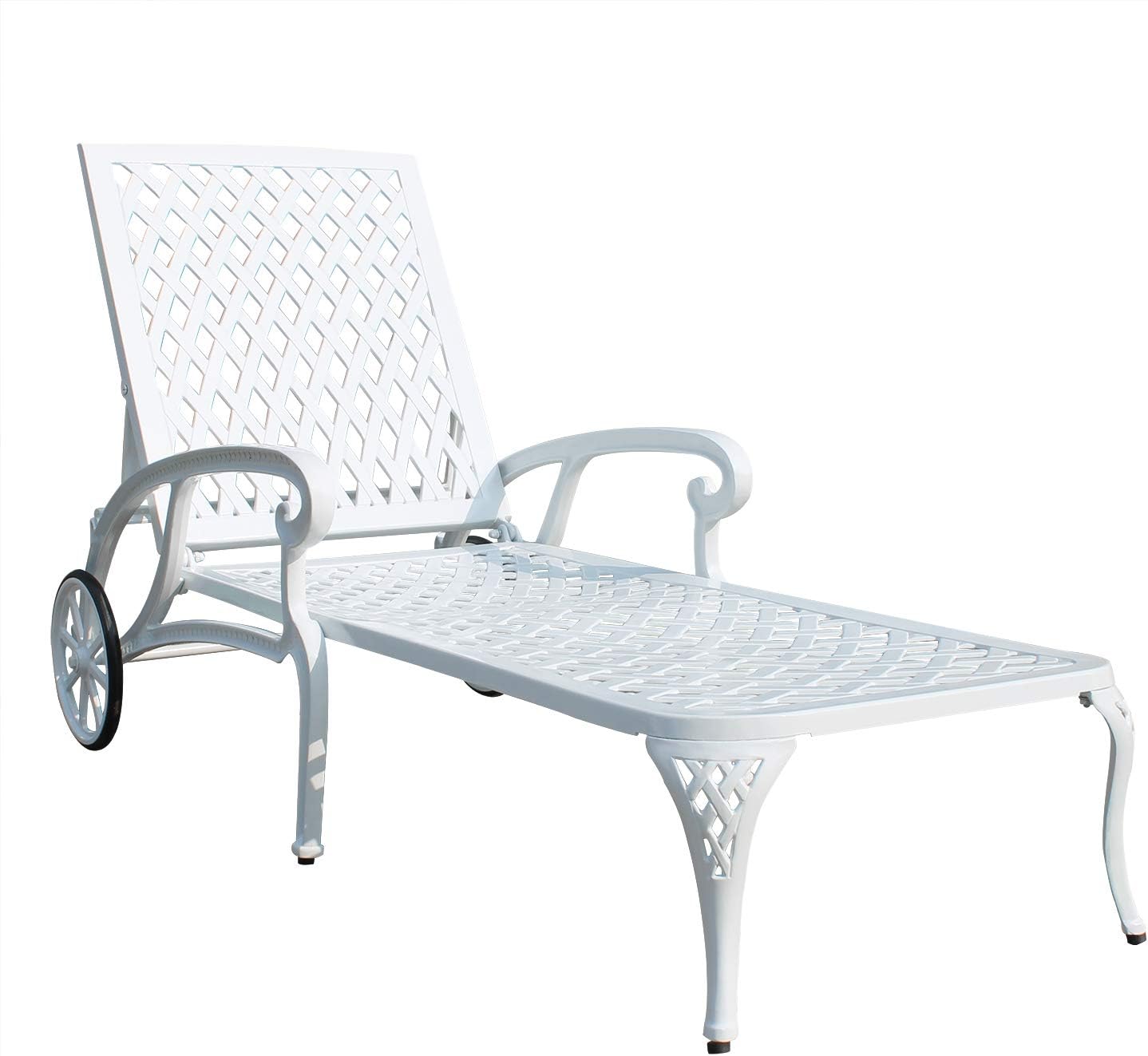 HOMEFUN Chaise Outdoor Aluminum Wheels Lounges Chair Adjustable Reclining Patio Furniture Set, Pack of 2 (Antique Bronze), 2PC