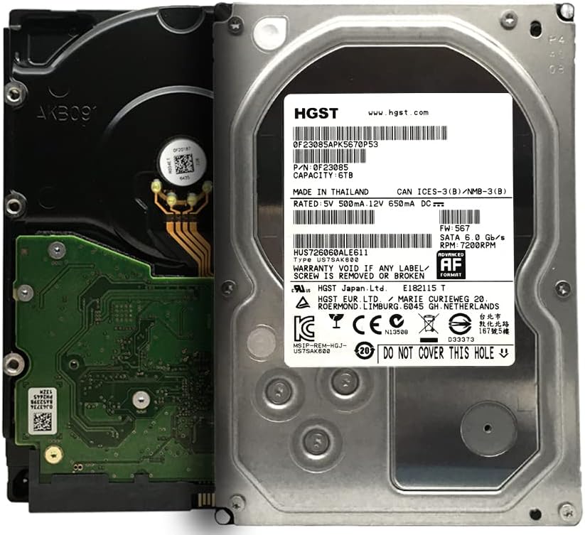 MDD - HGST Ultrastar 6TB 7200RPM 128MB Cache SATA 6Gb/s 3.5-inch Enterprise Hard Drive - HUS726060ALE611 (for RAID, NAS, Desktop PC, Surveillance Storage) - 5 Year Warranty (Renewed) Pack of 2