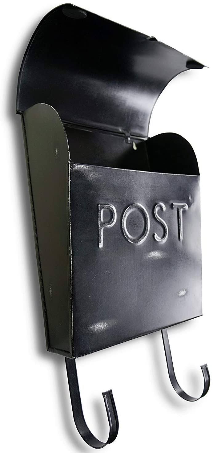 nach TH-10016 Euro Rustic Mailbox - Wall Mounted Post Box, Black, 12 x 11.2 x 4.5 inch