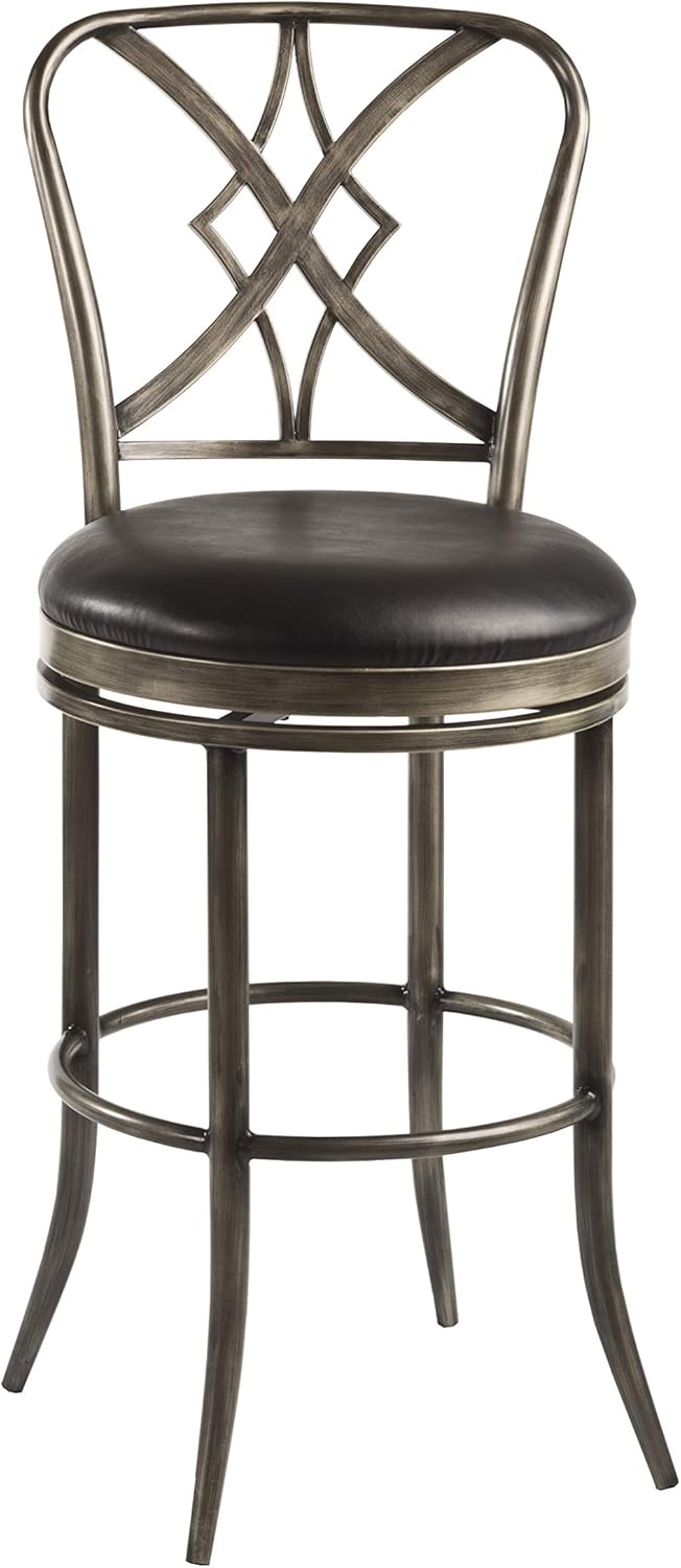 Hillsdale Furniture Jacqueline Swivel Counter Stool, Rubbed Pewter/Black