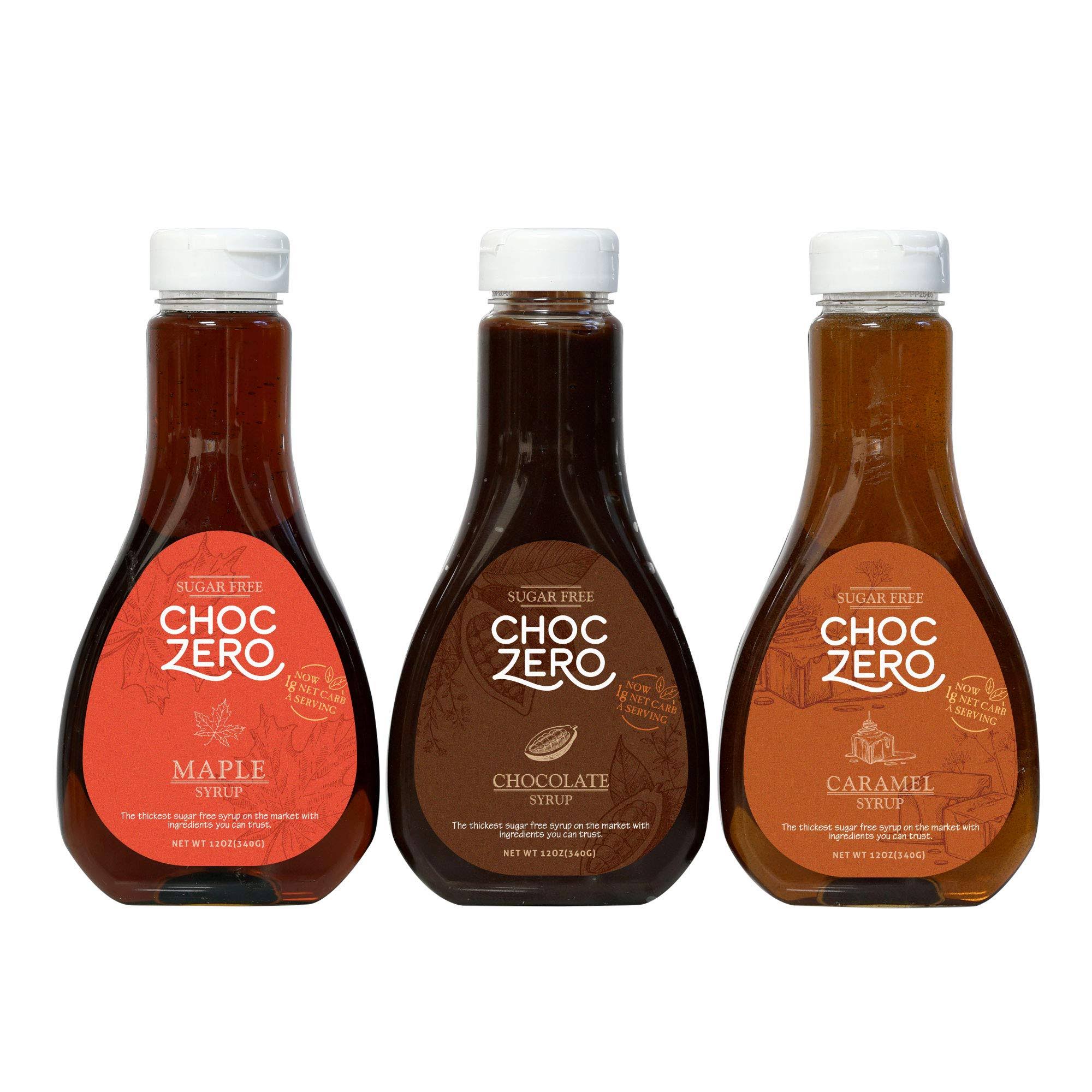 ChocZero Syrup Variety Pack. Sugar-Free, Low CARB, No Preservatives. Thick and Rich. No Sugar Alcohol, Gluten-Free. 3 Bottles (C
