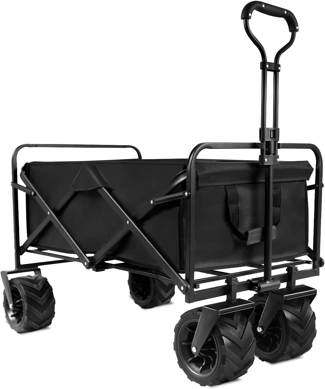 Patio Watcher Collapsible Folding Utility Wagon Cart Outdoor Garden Wagon Beach Cart Camping Shopping Sports Portable Wagon with All Terrain Wheels Large Capacity Heavy Duty, Gray
