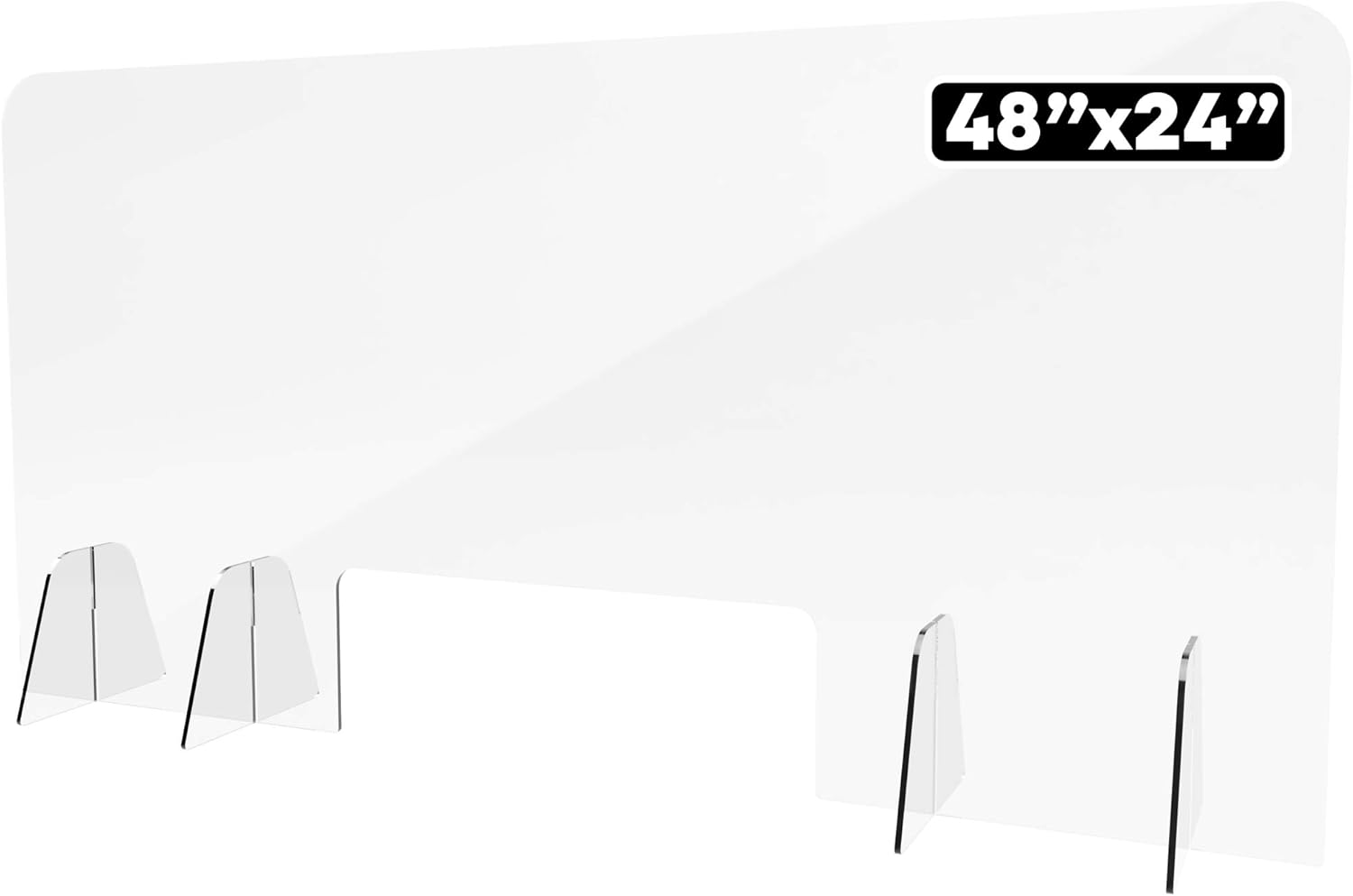 Shield Geek Premium Sneeze Guard for Counter - Freestanding Plexiglass Shield with Larger Opening at the Bottom - Crystal Clear Acrylic - for Business, Cashier Counters, and Restaurants 32