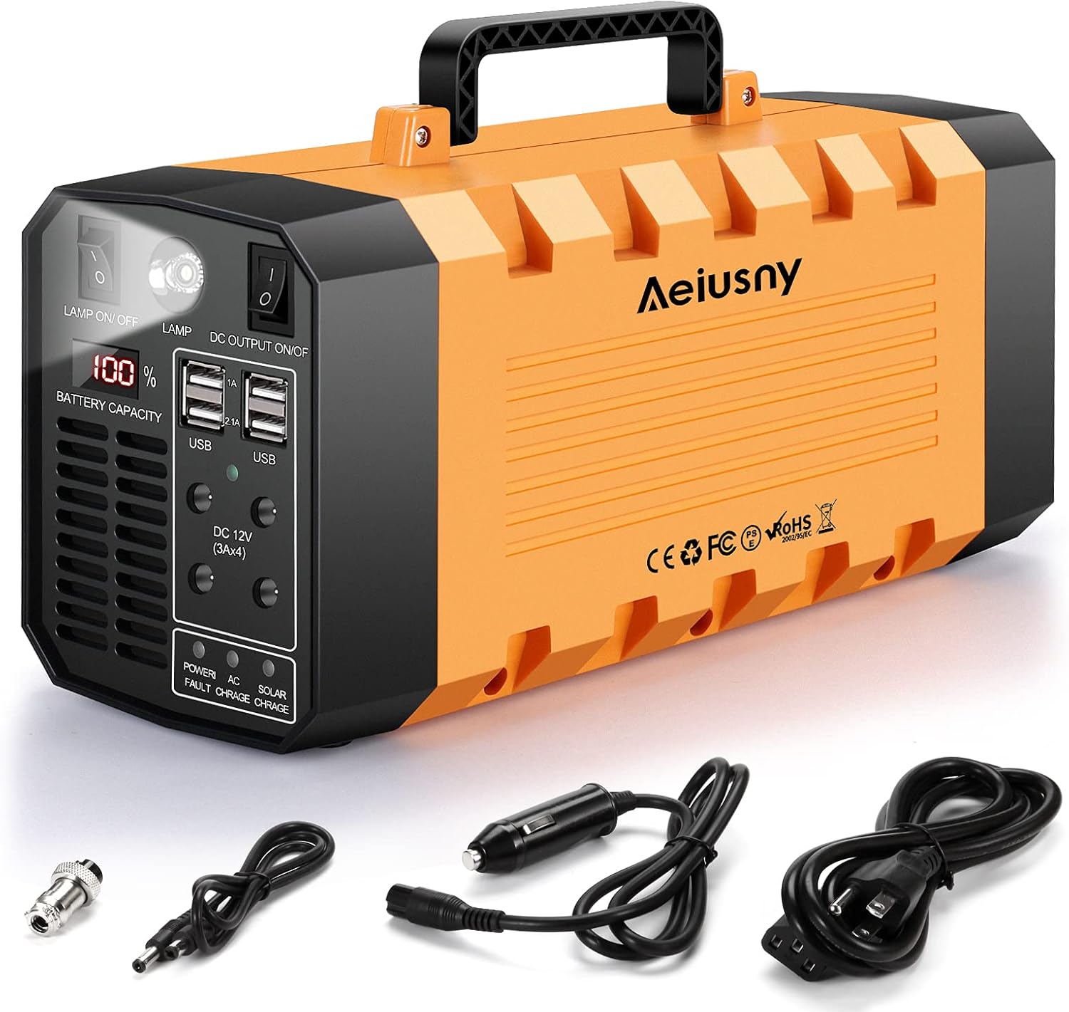 Aeiusny Portable Solar Generator 500W 288WH UPS Power Station Emergency Battery Backup Power Supply Charged by Solar/AC Outlet/Car for CPAP Laptop Home Camping