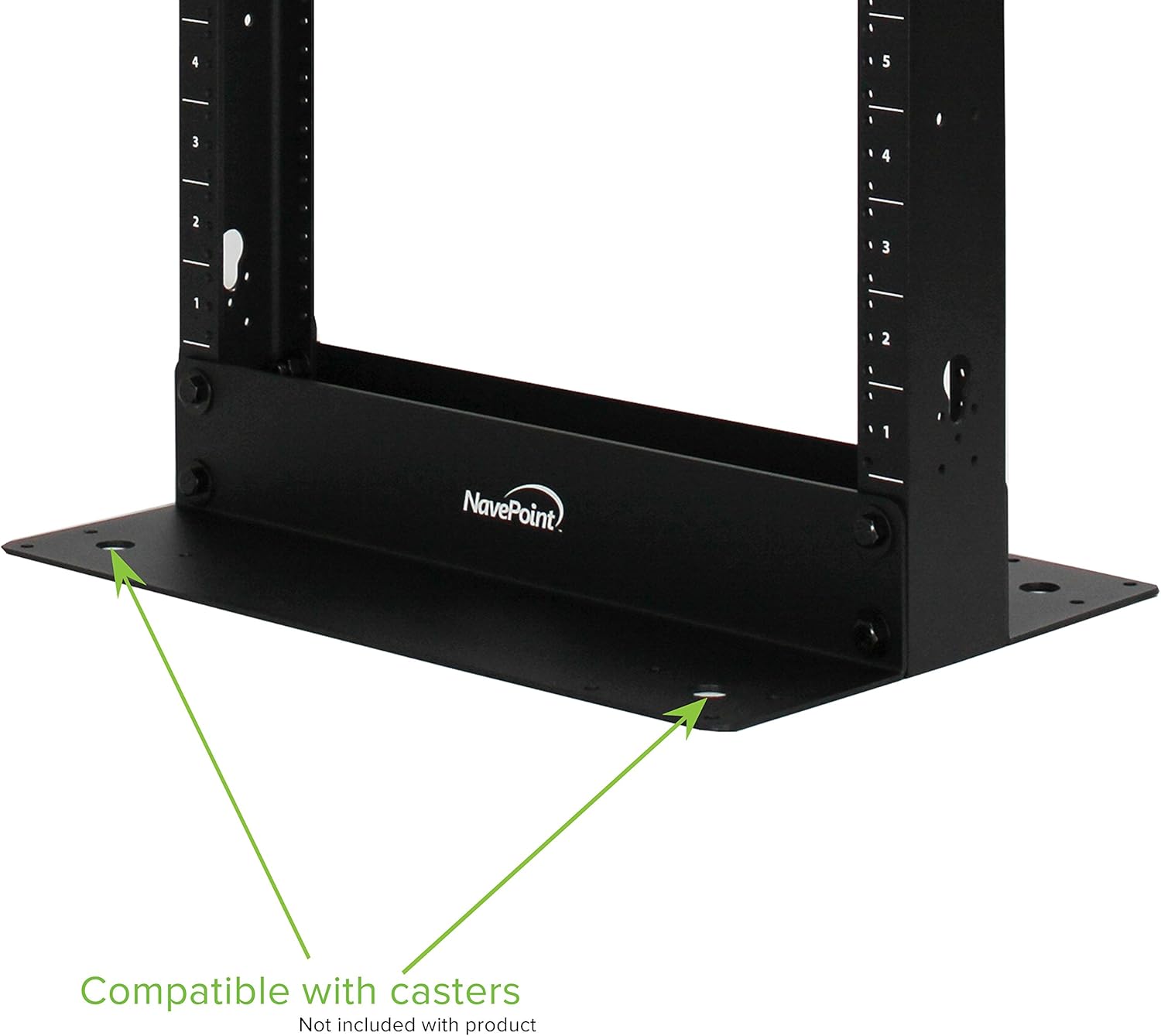 NavePoint 45U Lightweight 2-Post IT Open Frame Server Network Relay Rack Aluminum Black