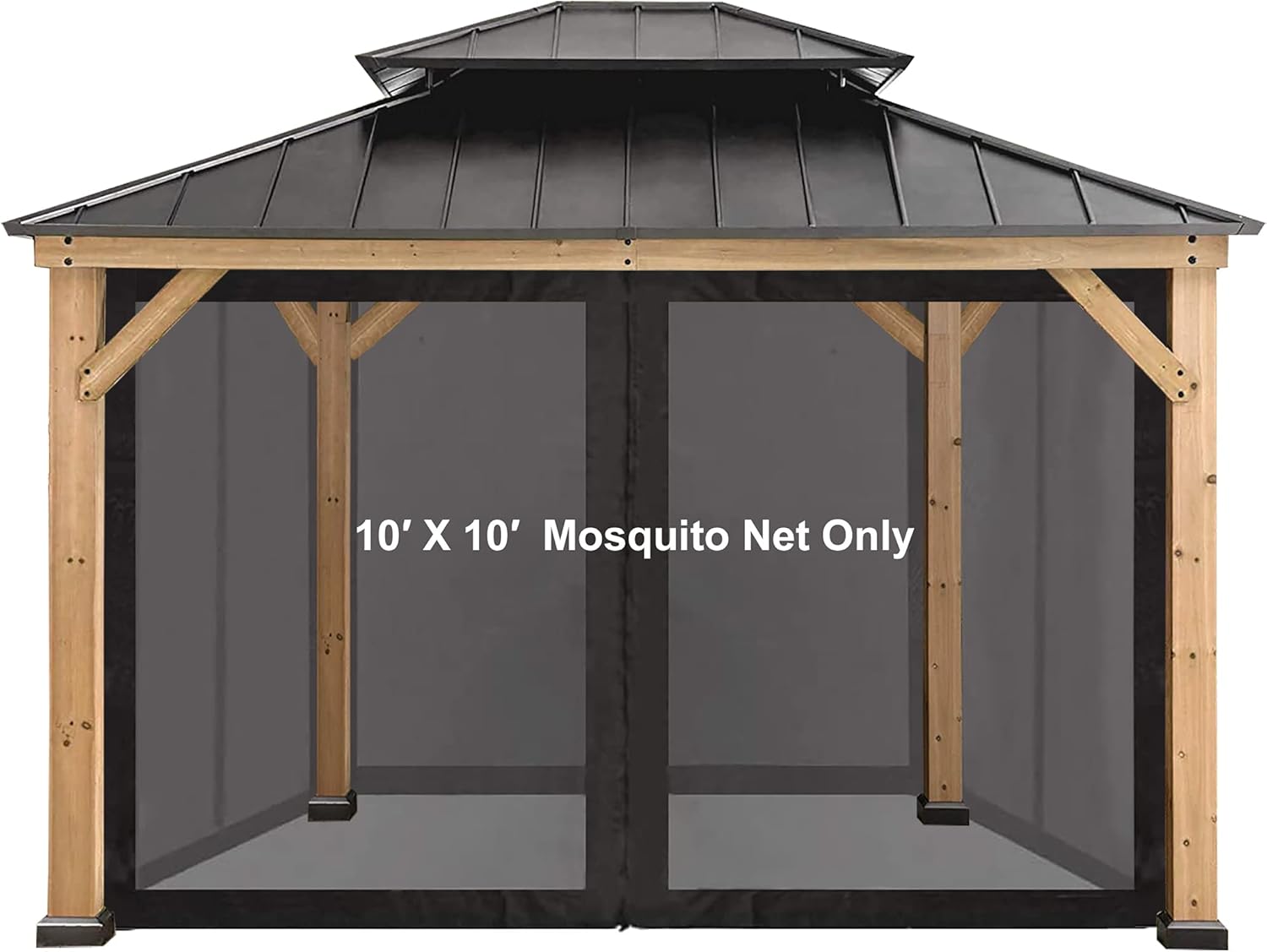 CoastShade Universal Replacement Canopy Mosquito Netting Screen Sidewalls Height 7FT for 8x8 or 10x10 or 10x12 Gazebo Canopy,Brown Pack of 2