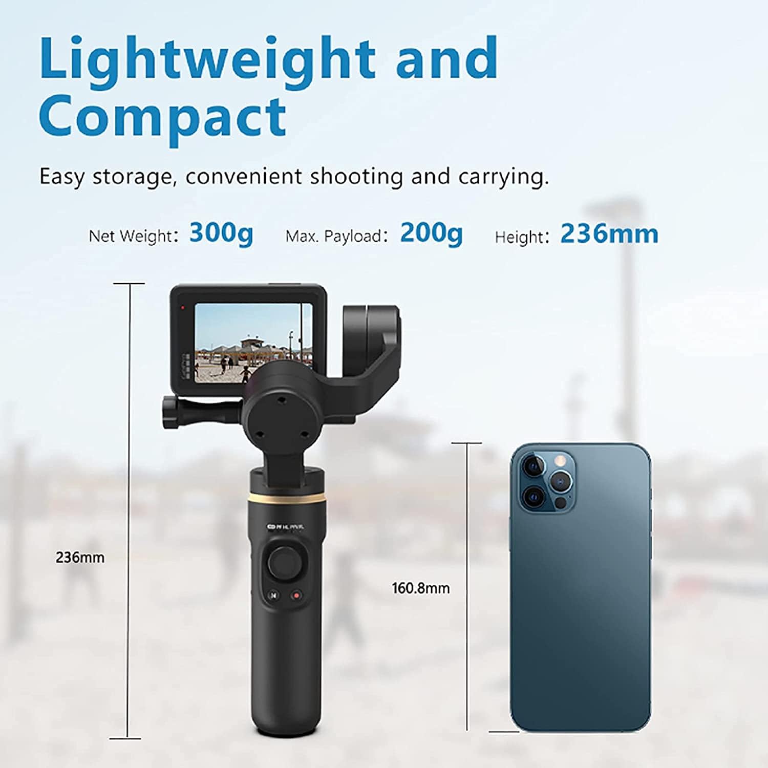 INKEE 3-Axis Handheld Gimbal Stabilizer Anti-Shake with Tripod Vertical/Horizontal Time-Lapse Shooting Compatible for GoPro 9/8/7/6/5,Insta360,One R,OSMO Action