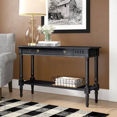 Isobel 47.2x22 Solid Wood Console Table Charlton Home Color: Black