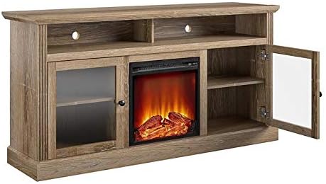 Beaumont Lane Electric Fireplace Heater TV Stand Console with Glass Door Storage, for TV's up to 65