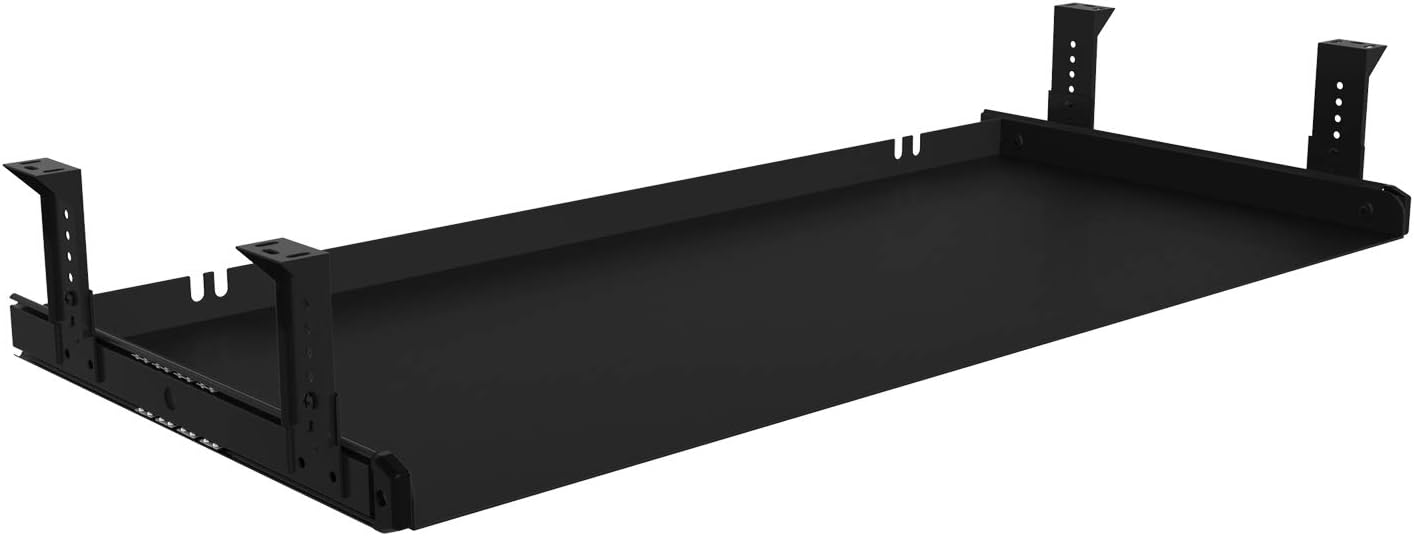 FRMSAET Under Desk Keyboard Tray Heavy-Duty All-Metal Material 20/24/30 inches Platform Computer Drawer Organizer Home Office Kitchen Bedroom Garage Storage Tool - Easy to Install.(24 inches, Black)
