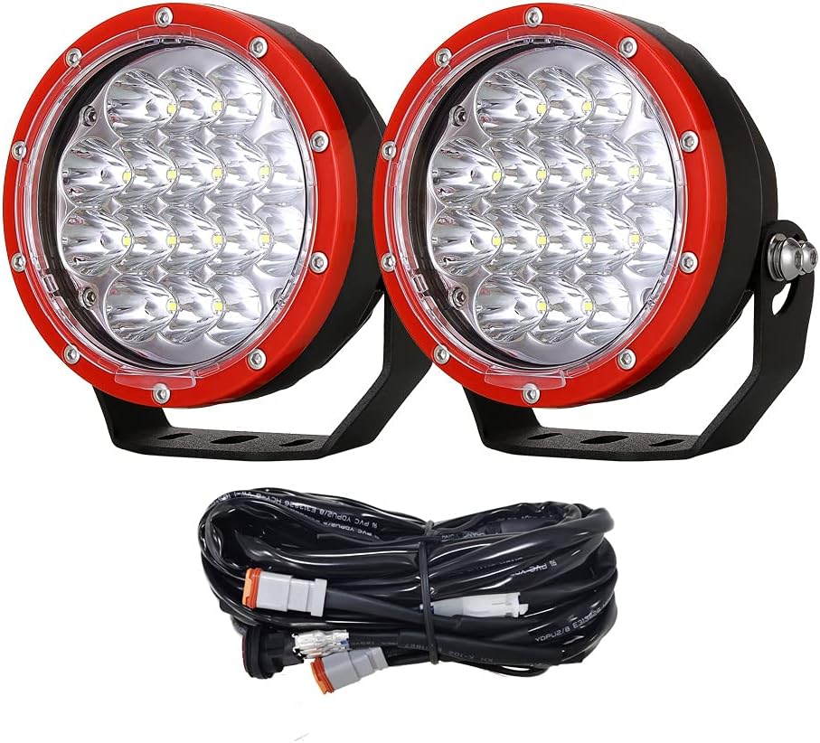 BIGLION.X 5 Inch Amber Round LED Offroad Lights Pair 160W Yellow Round Off road Driving light Spot Fog Offroad Light Bar Spotlings Waterproof IP68 12v 24v for Pickup Trucks 4x4 SUV ATV UTV Pack of 2