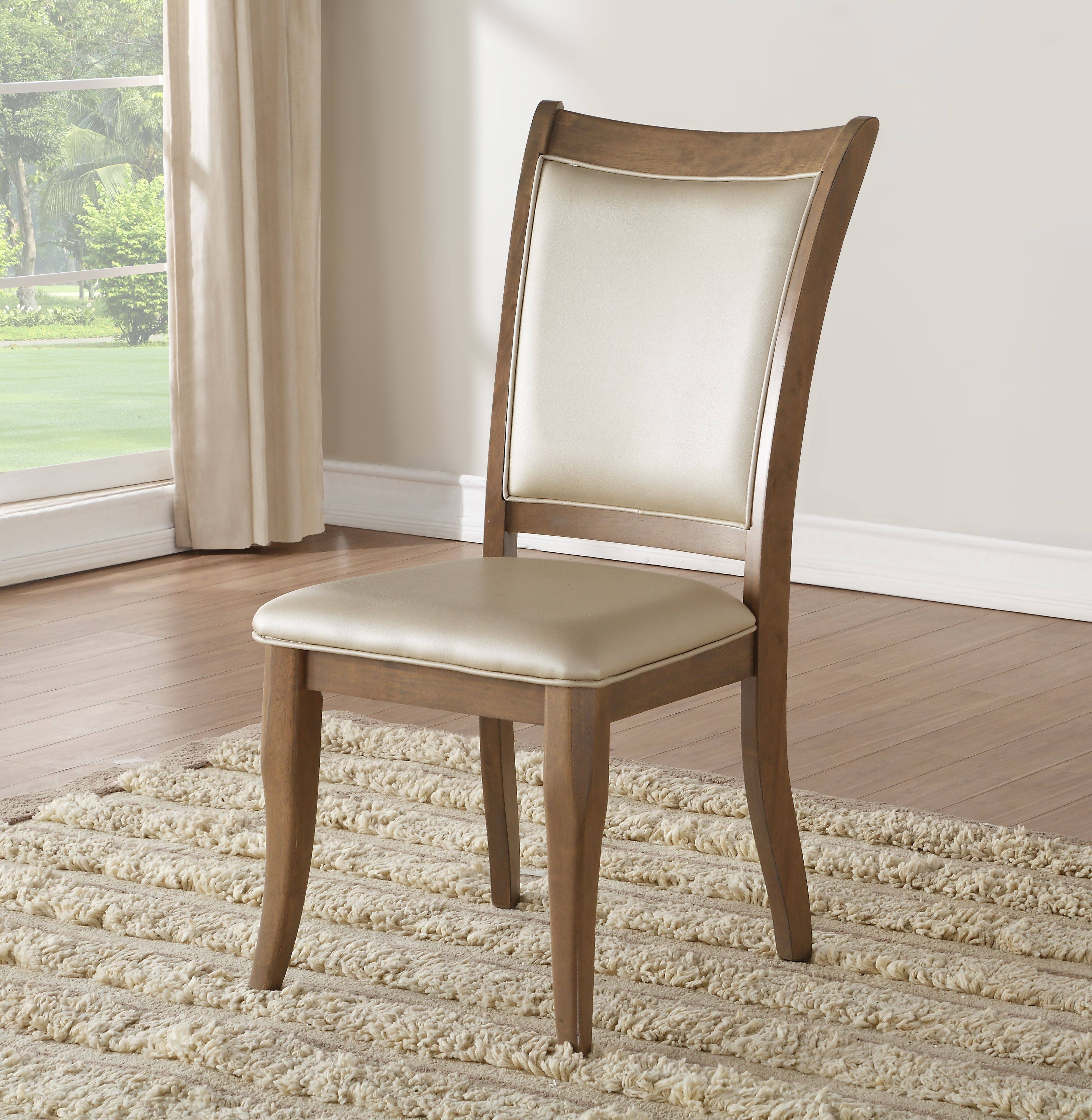 Acme Furniture Harald Beige PU u0026 Gray Oak Side Chair - Set of 2