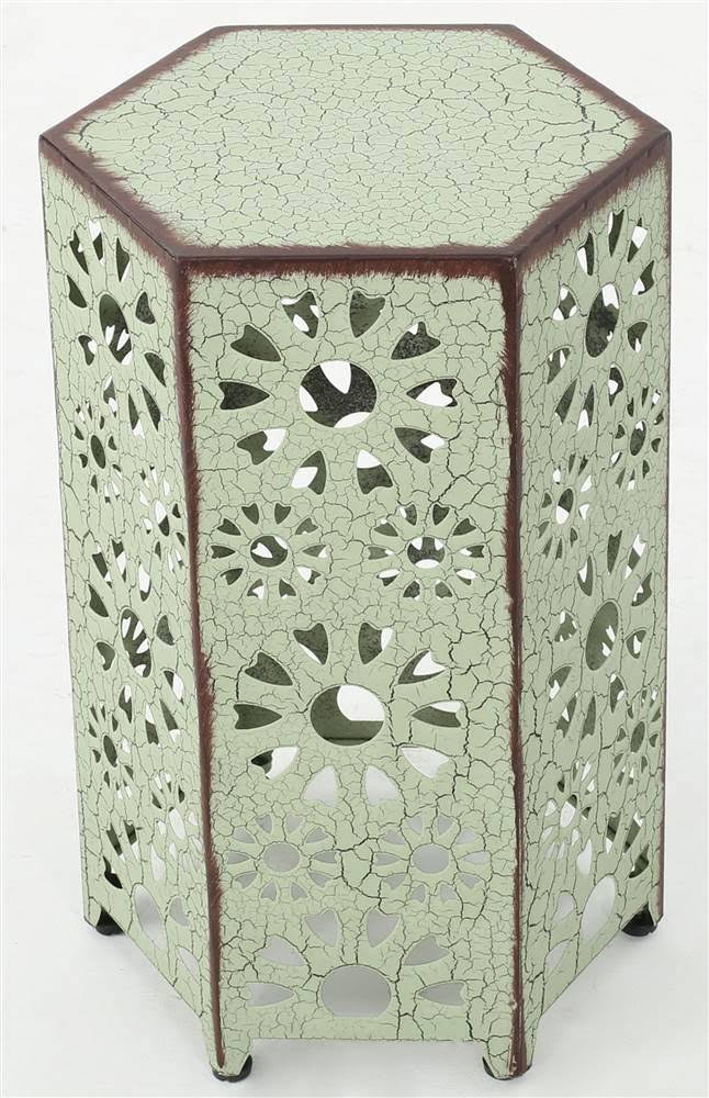 Noble House 12 in. Iron Side Table in Crackle Green