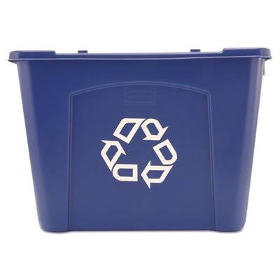 Rubbermaid Stacking Recycle Bin, Rectangular, Polyethylene, 14gal, Blue (571473be)