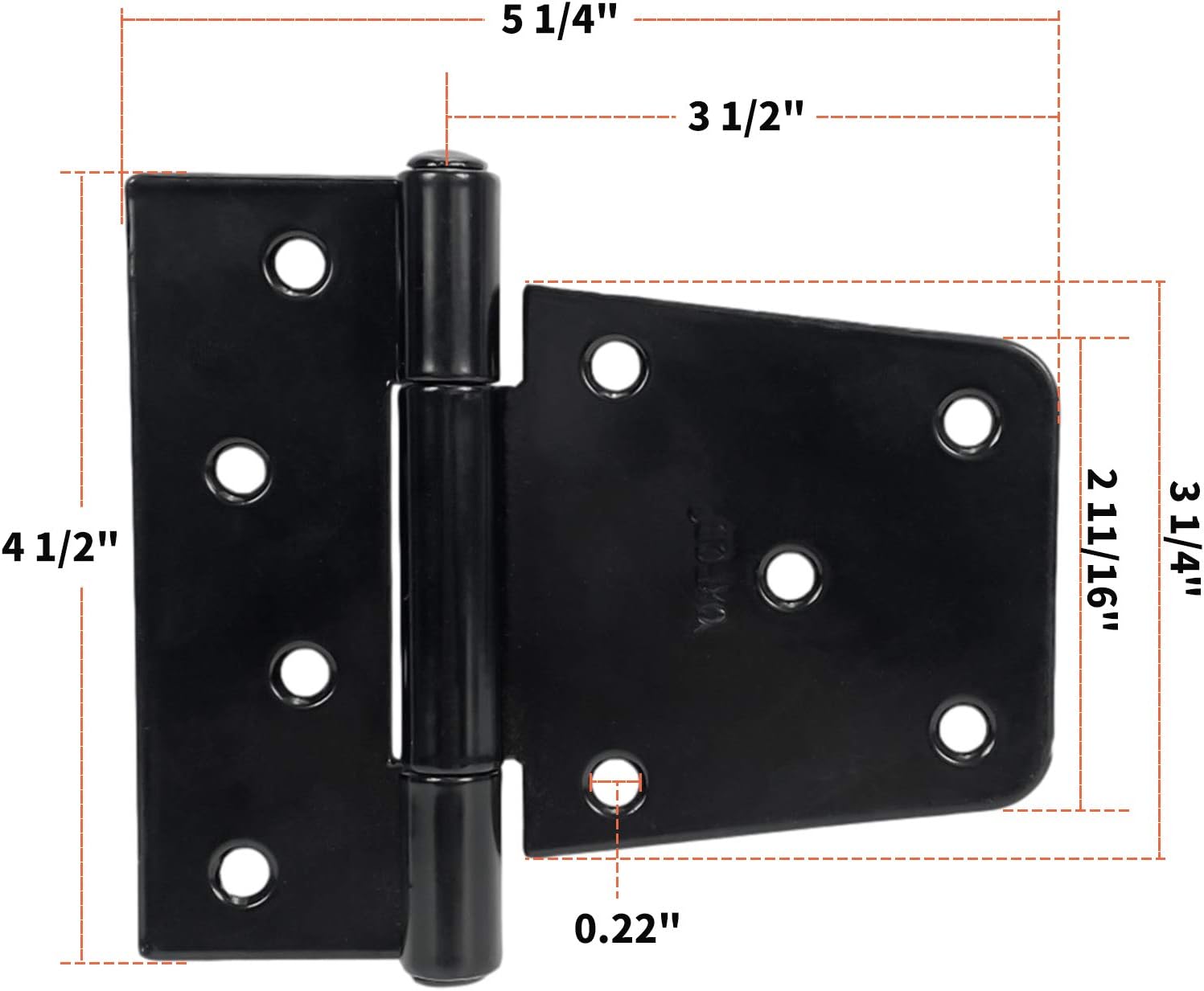 3.5 inch Black Door Shed Hinges Square Barn Hinges Heavy Duty Gate Hinges Wrought Hardware Iron Rustproof for Wood Fences (Not Included Screws) Pack of 2