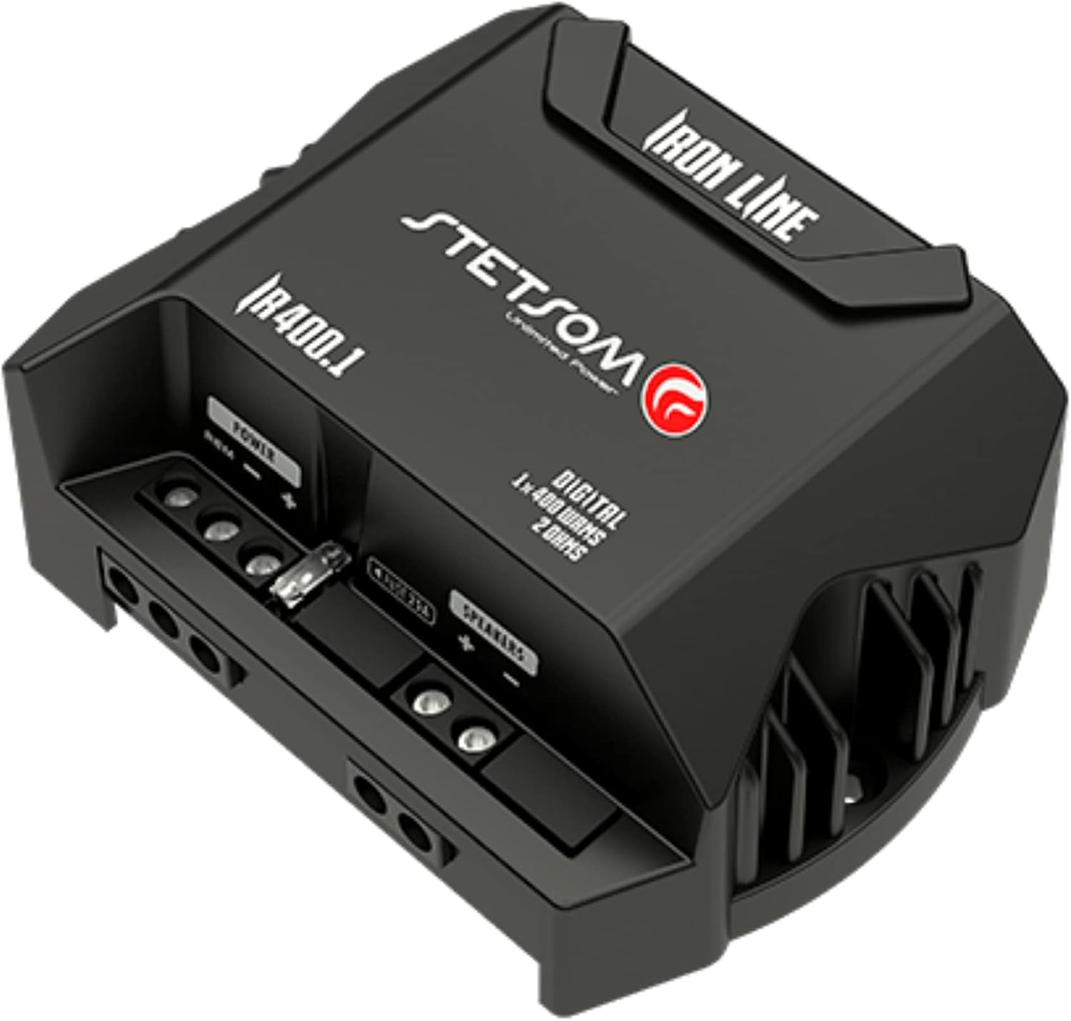 Stetsom IR 400.1 2 Ohms Compact Digital Mono Amplifier, Iron LINE, 400 Watts RMS 400x1, 2Ω Stable, Monoblock Digital Car Audio Amp TS, Full-Range Sound Quality, Crossover