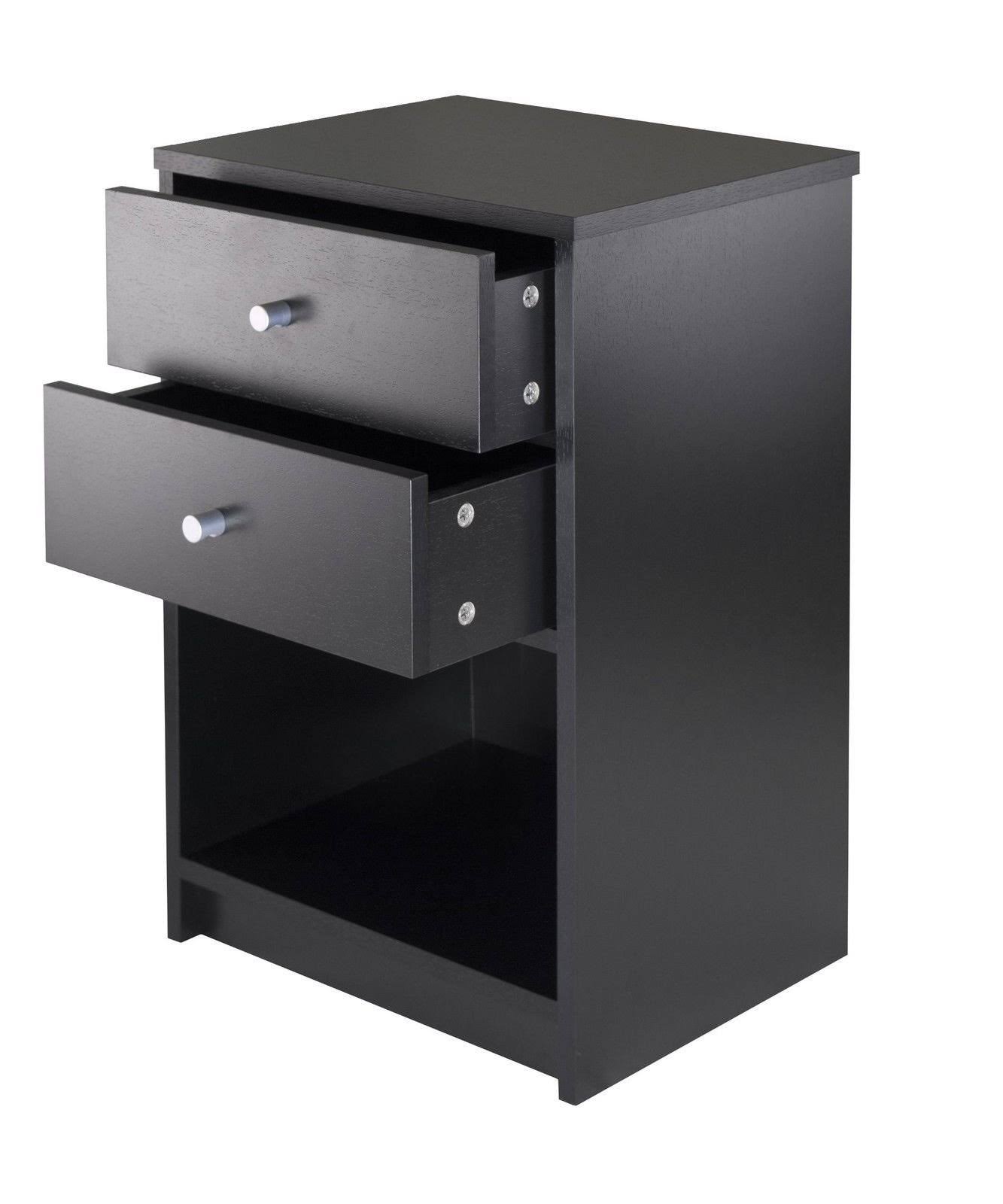 Winsome Ava Accent Table with 2-Drawer in Black Finish