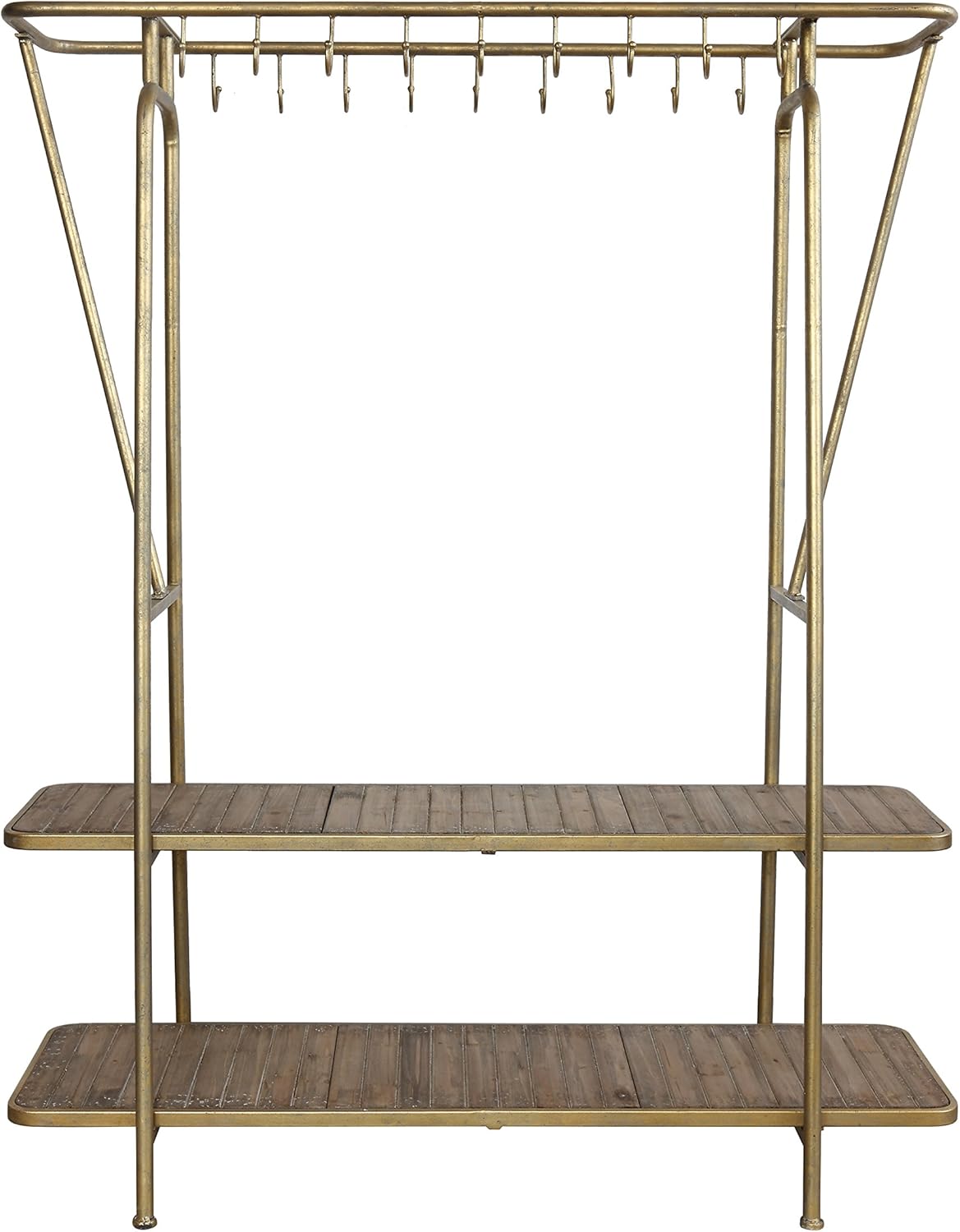 Creative Co-Op Rack with 18 Hooks & 2 Shelves