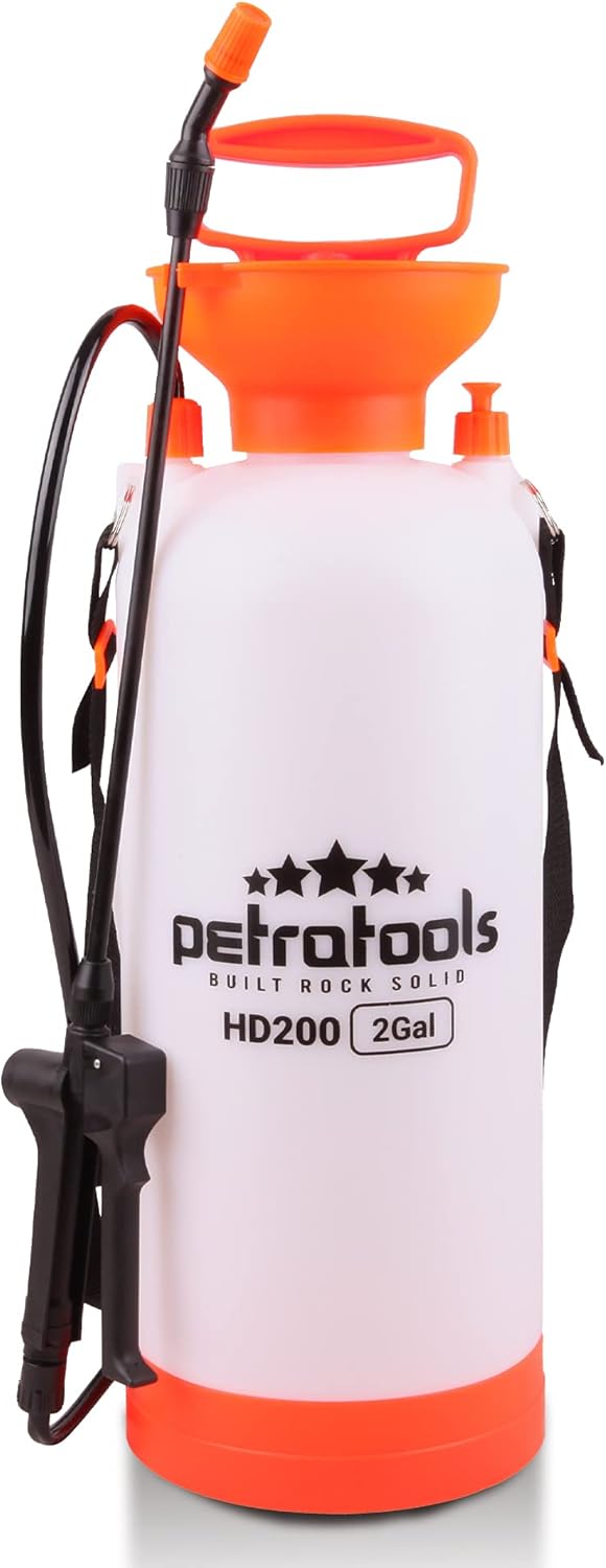 PetraTools 2 Gallon Pump Sprayer, Lawn and Garden Sprayer, Weed Sprayer and Yard Sprayer, Chemical Sprayer and Plant Sprayer, Hand Pump Sprayer, 2 Gallon Sprayer, Sprayers in Lawn and Garden - HD200 Pack of 2