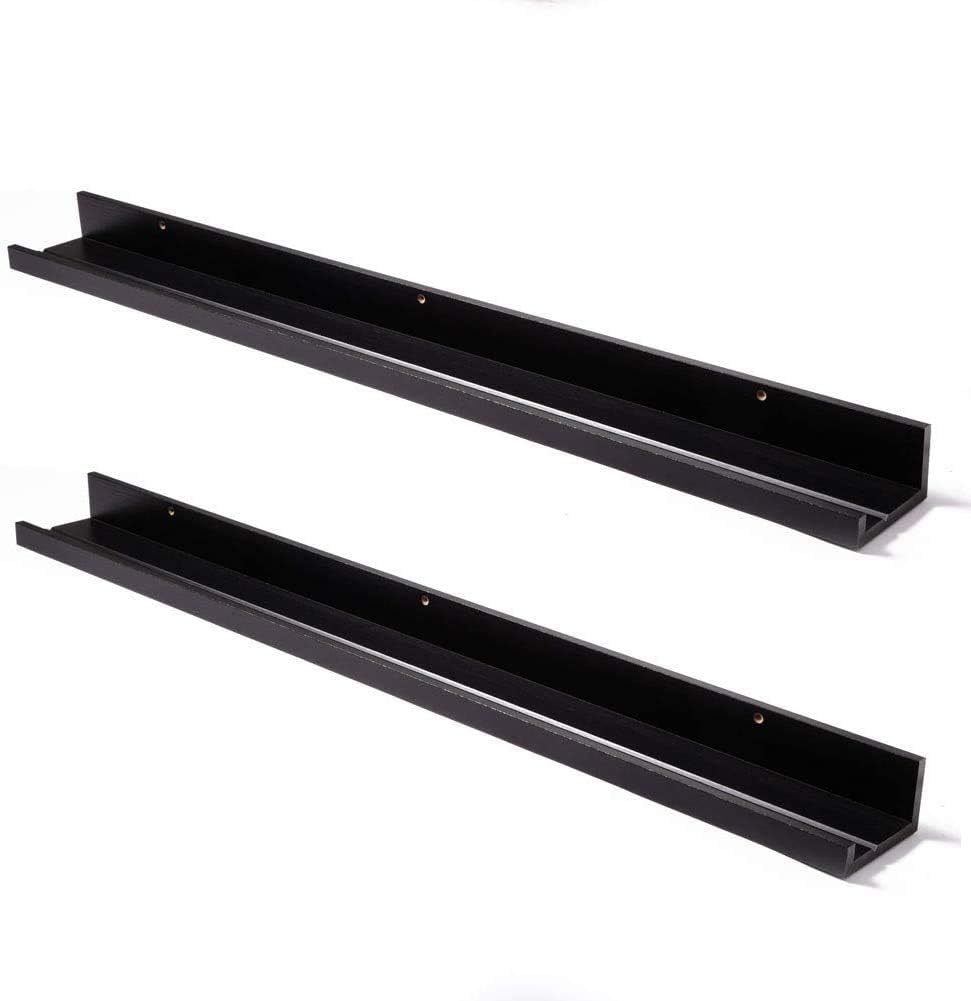 Muzilife Floating Picture Ledge Display Shelves Decorative Wall Mounted Shelf Home Decor (45.3 Inches Length, Set of 2, White) Pack of 2
