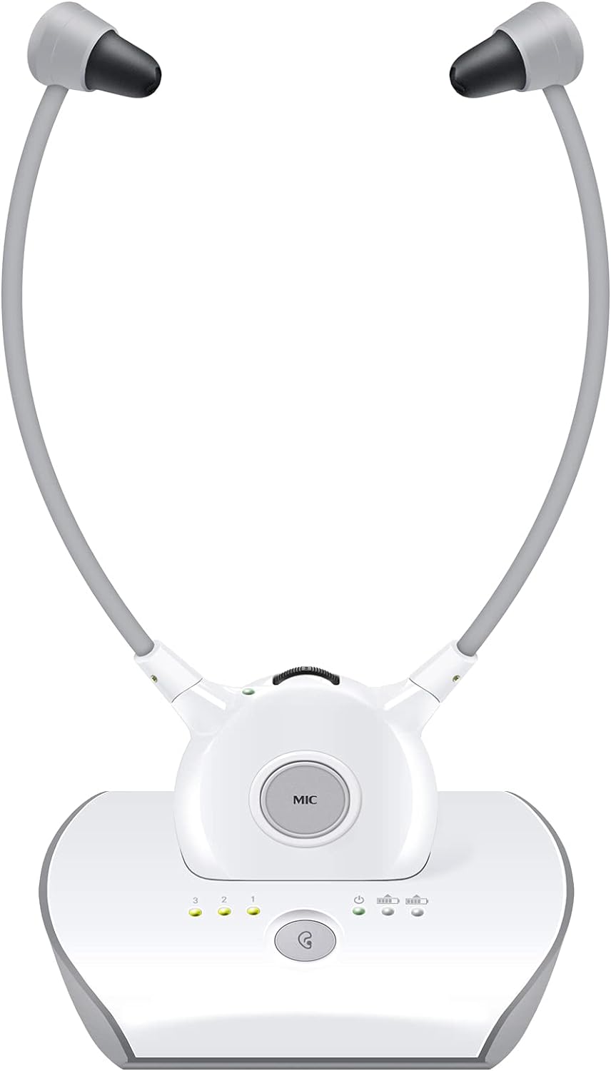 Wireless Headphones for TV, 2.4GHz Wireless TV Voice Highlighting Headphones for Seniors, Easy Pair 100ft Transmit Range with 2 Batteries Pack of 2