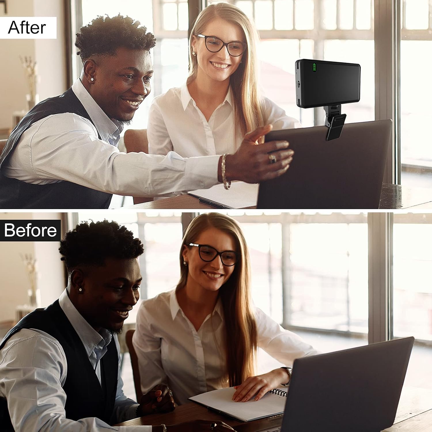 Video Conference Lighting Kit, Webcam Lighting with Tripod | Live Streaming, Video Conferencing, Remote Meetings, Zoom Lighting for Laptop, DSLR Camera, Adjustable Brightness and Color Pack of 2