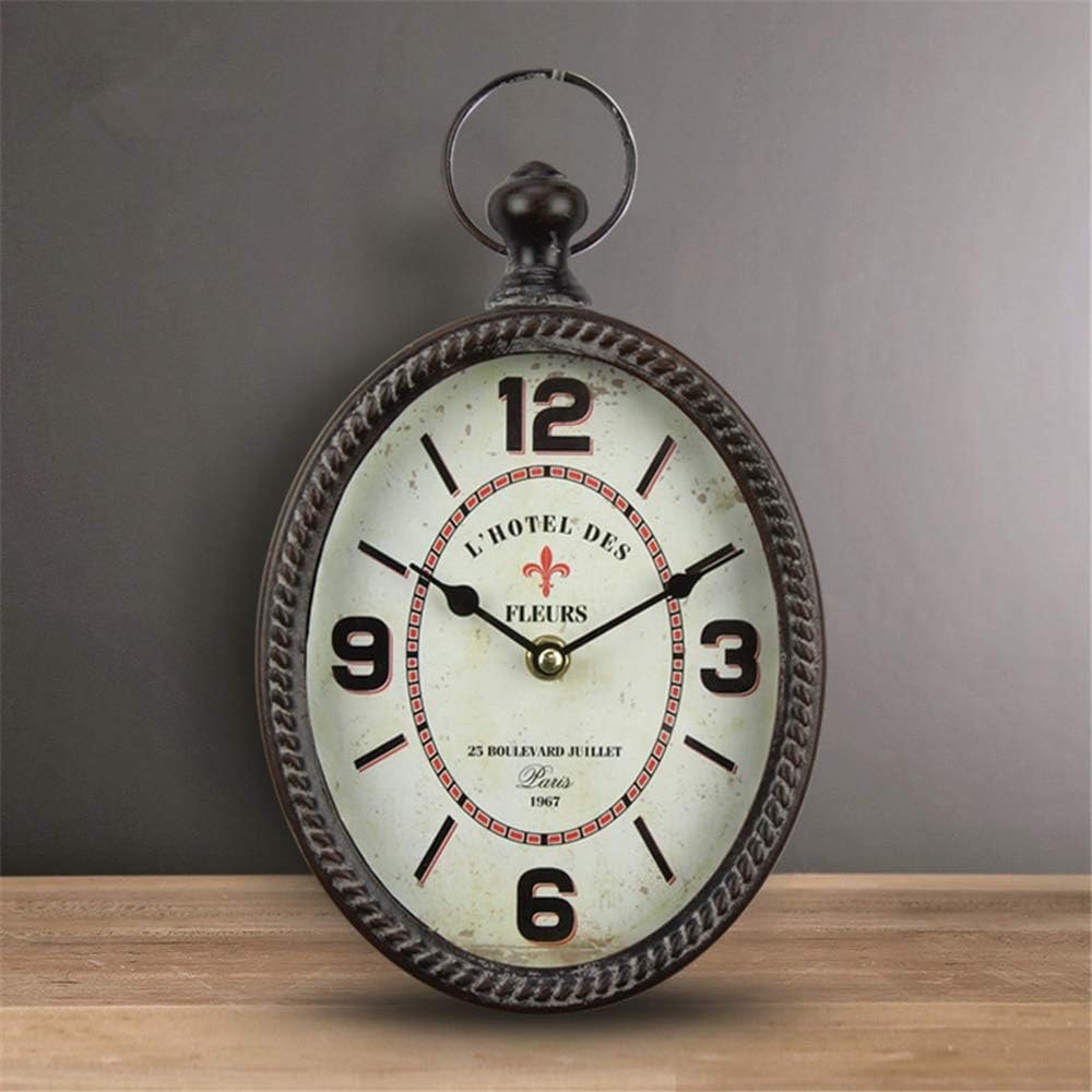 Black 12 Inch Wall Clock European Retro Design Oval-Shaped Old-Fashioned Wall Clock Retro Craftsmanship Wall Clock Suitable for Public Areas in Living Room Kitchen Office Space Wall Clock