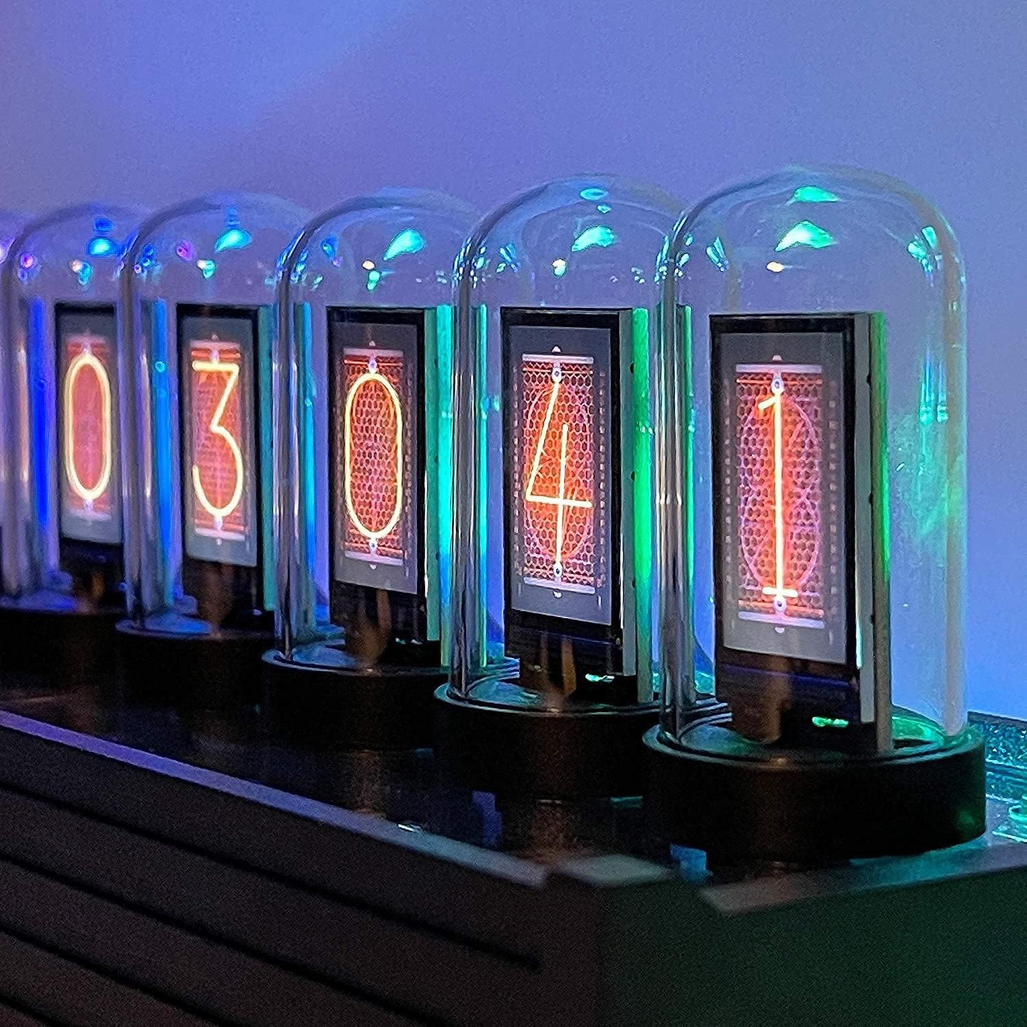 Eyes.sys, Nixie Tube IPS Vintage Digital Alarm Clock,6 Bit RGB Glow LCD Time Photo Display,DIY Nixie Tube Clock Simulation, 12 and 24 Hours Display,5V USB Creative Retro Desk Decoration Gift (Black)