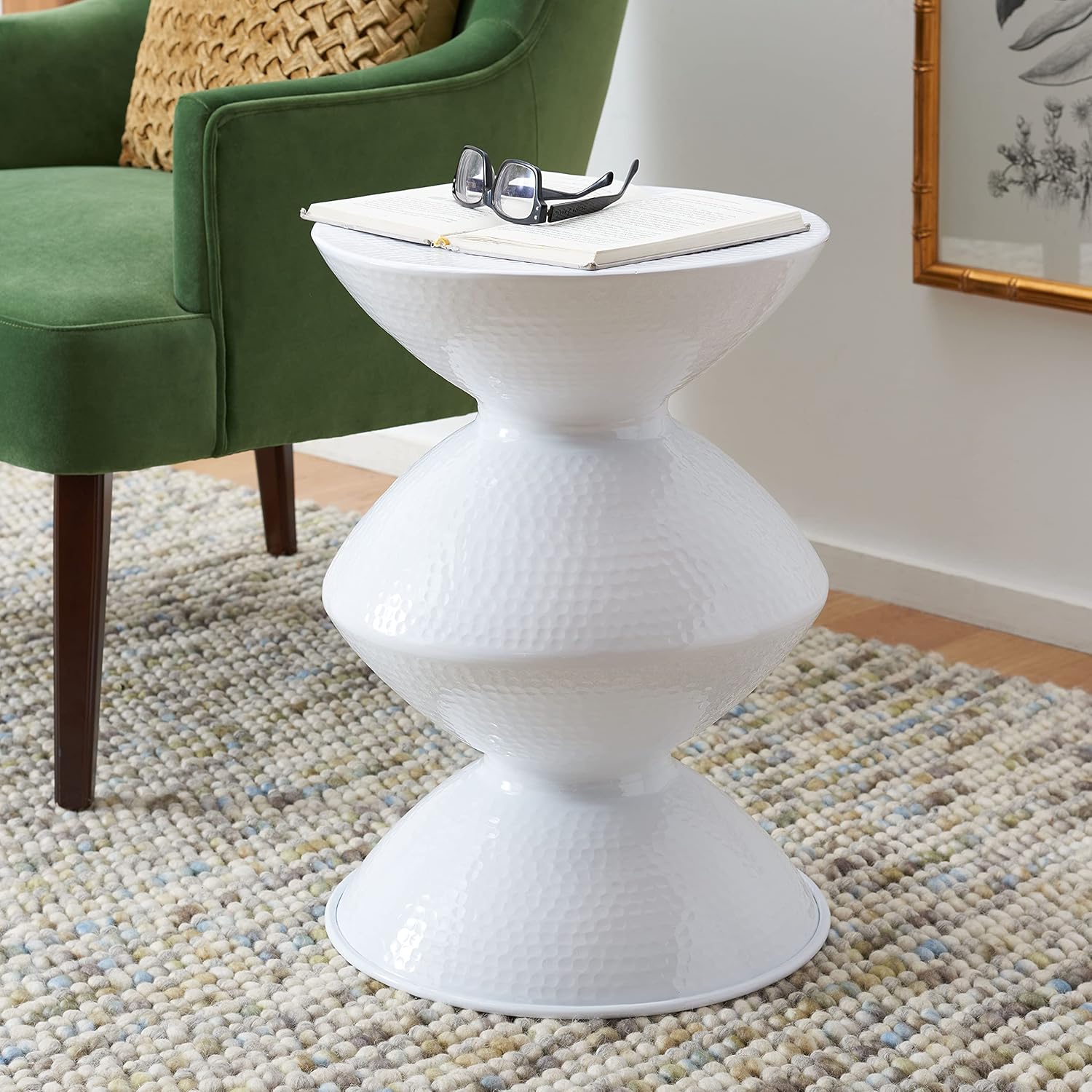 SAFAVIEH Home Collection Guildsman White Stool Accent Table FOX5515B