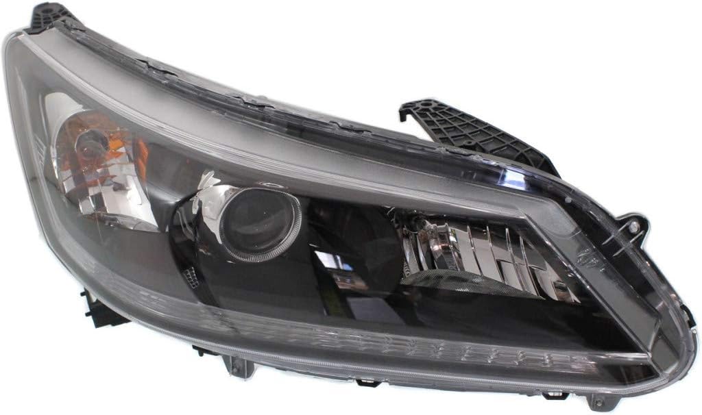 For Honda Accord Headlight 2013 2014 2015 Passenger Side Bulbs Included Halogen Sedan CAPA Certified For HO2503151 | 33100-T2A-A01