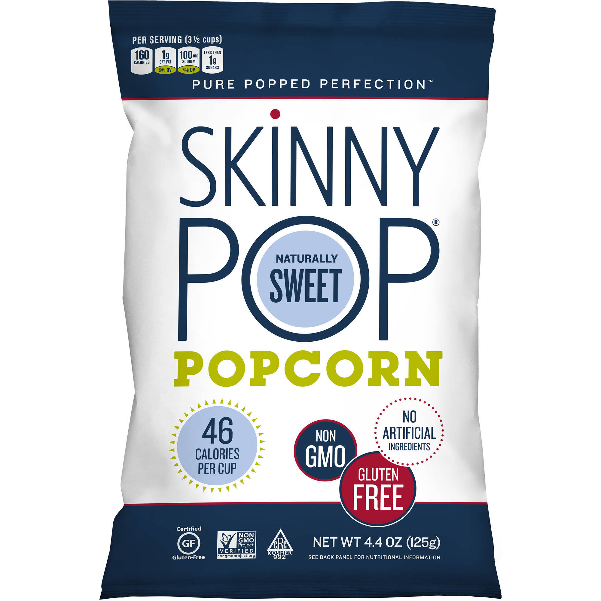 Skinny Pop Naturally Sweet Popcorn, 4.4 oz, (Pack of 12)